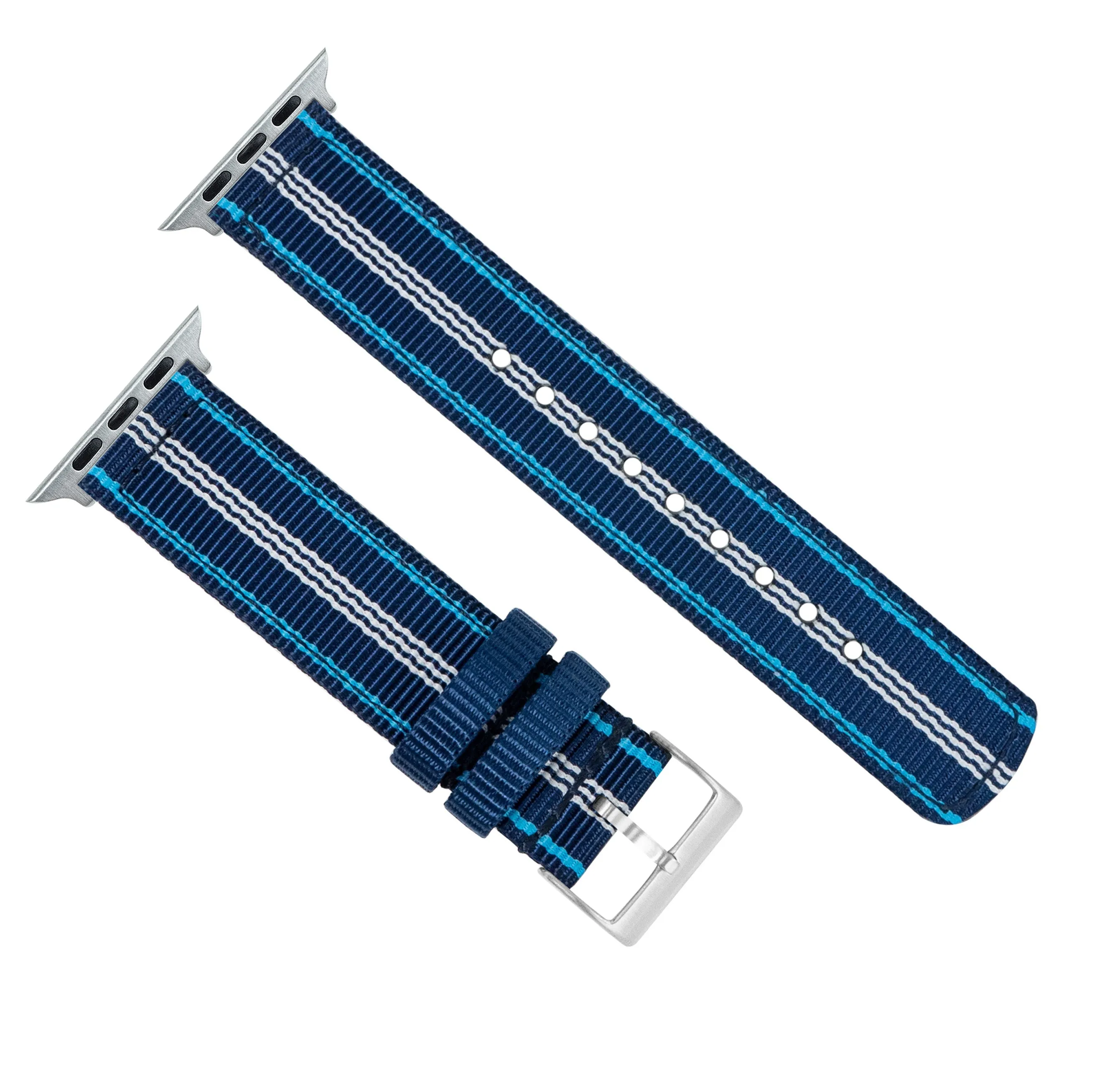 Apple Watch Two Piece NATO® Style Navy Aqua Blue Watch Band