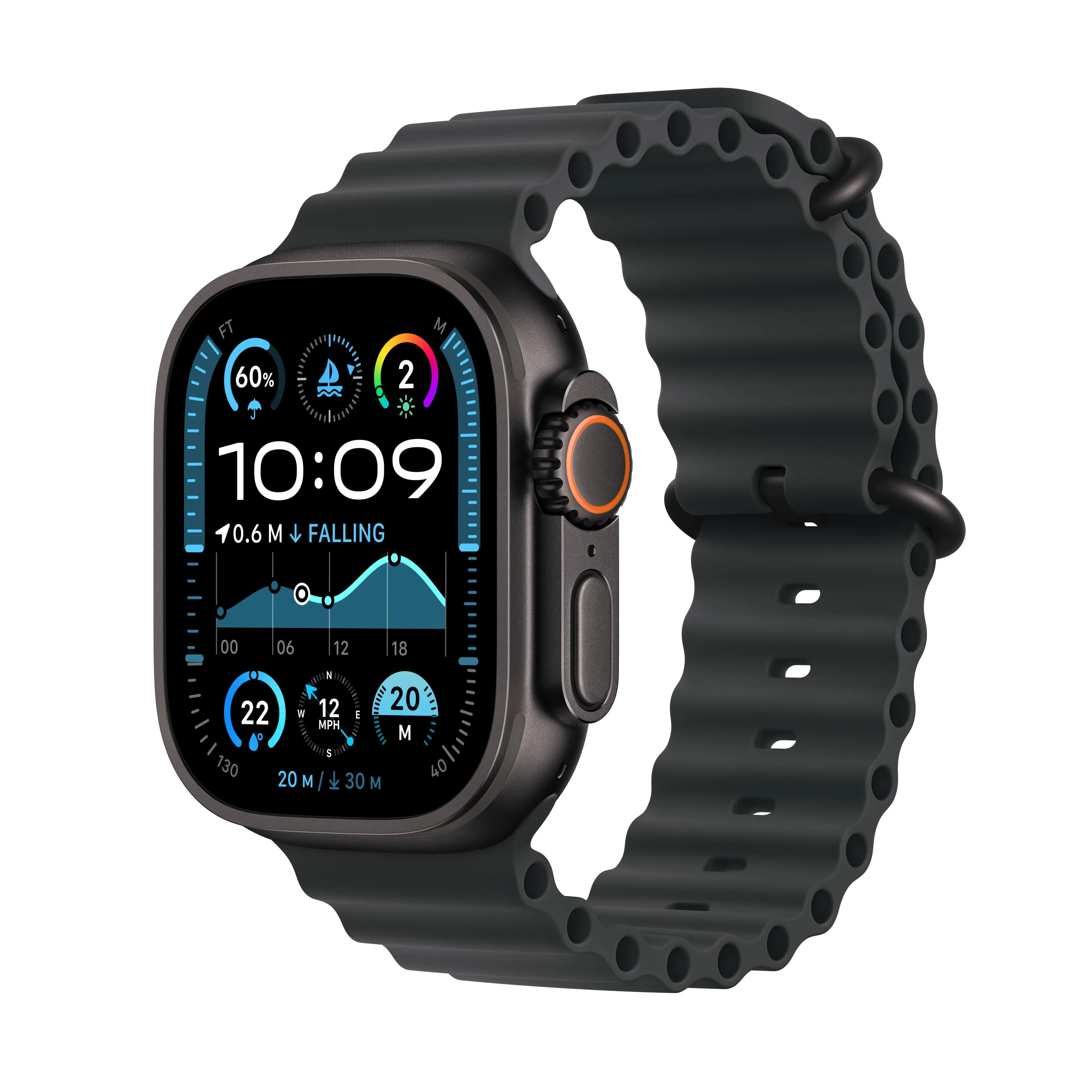 Apple Watch Ultra 2 GPS   Cellular 49mm Black Titanium Case with Black Ocean Band