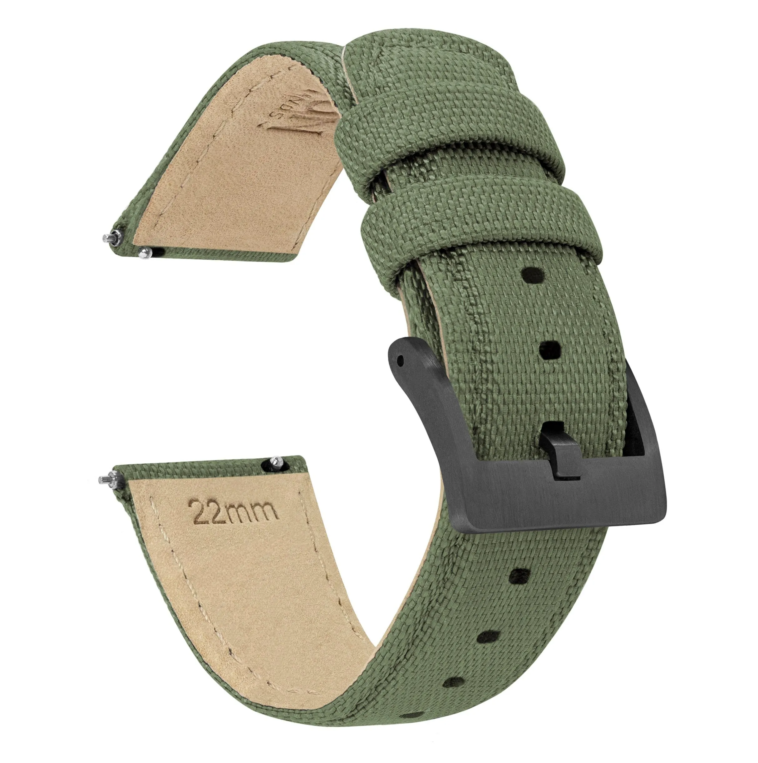 Army Green Sailcloth Quick Release Watch Band (19mm SALE)