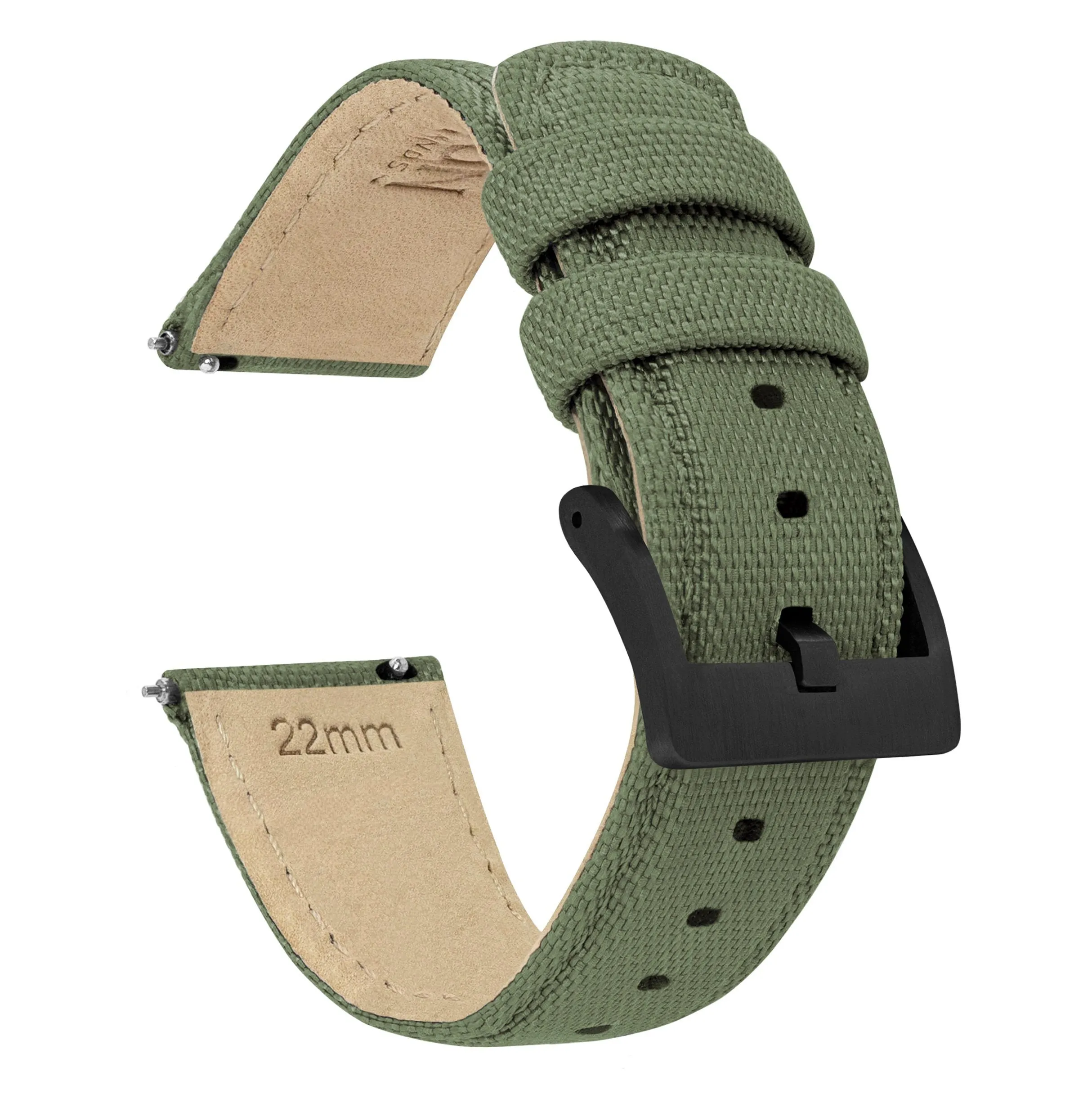 Army Green Sailcloth Quick Release Watch Band (19mm SALE)