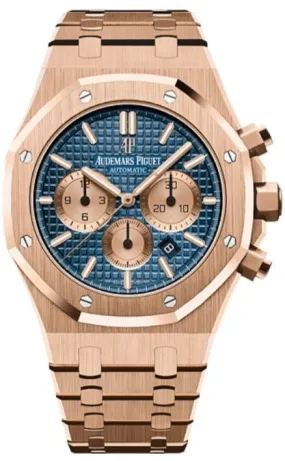 Audemars Piguet Royal Oak Selfwinding Chronograph/ 18k Rose Gold/ Blue Dial/ Pink Sub-Dials (Ref#26331OR.OO.1220OR.01)