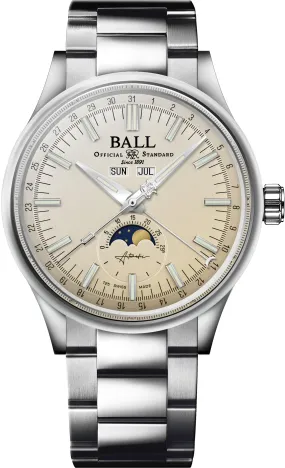 Ball Engineer II Moon Calendar Off-White Dial Mens Watch Box Papers