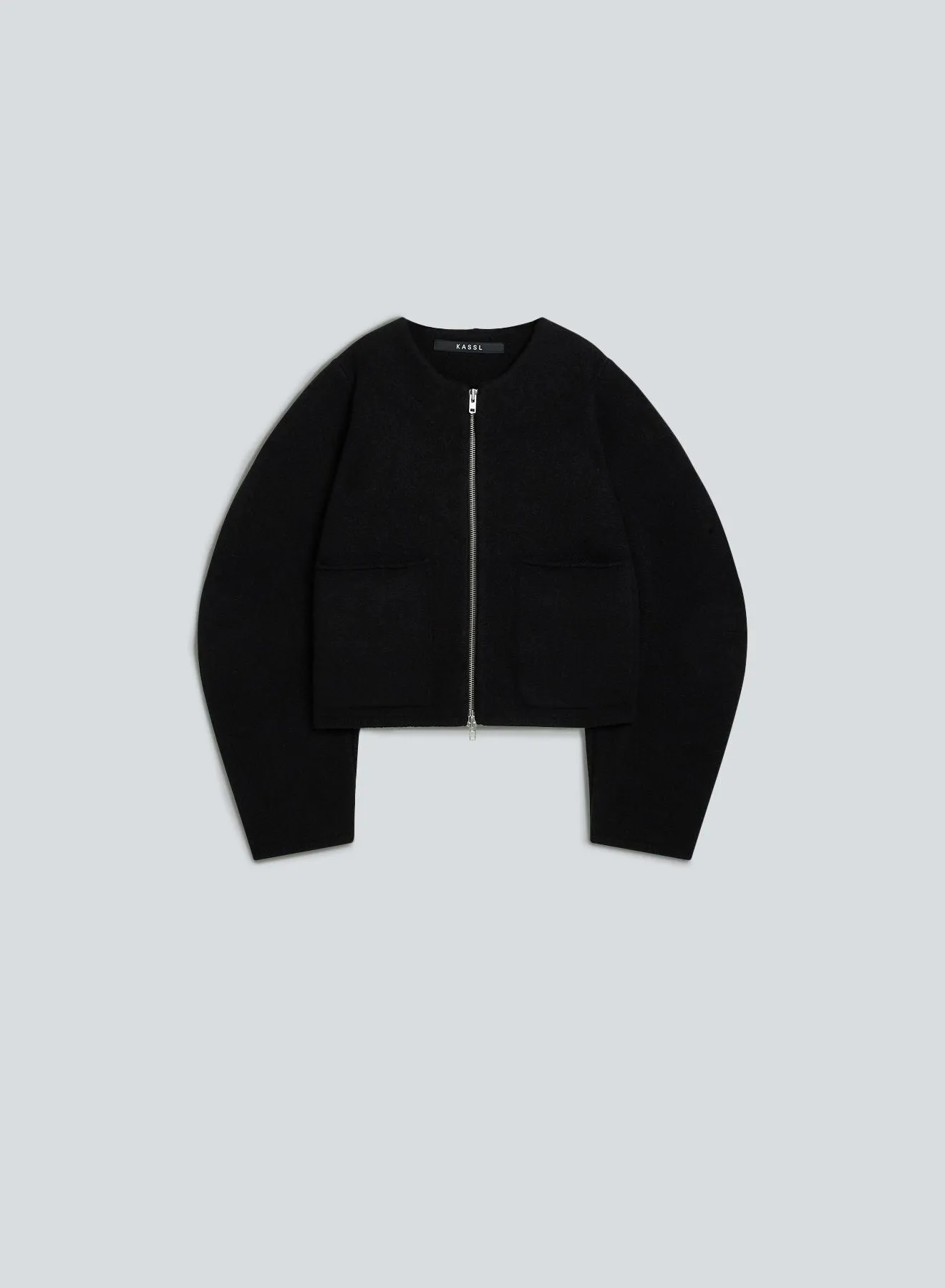 Balloon sleeve jacket boiled wool | black