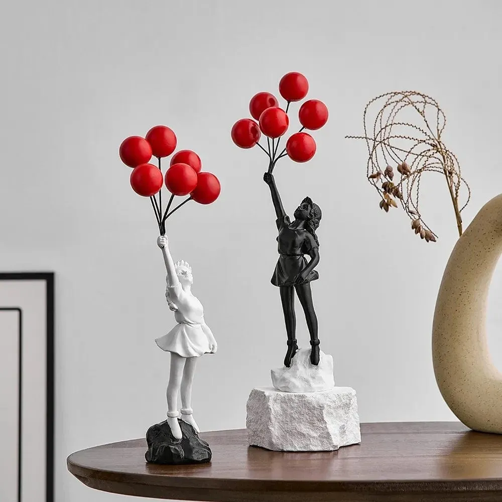 Banksy Inspired Balloon Girl Statue: Premium Resin Sculpture for Home or Office Decor