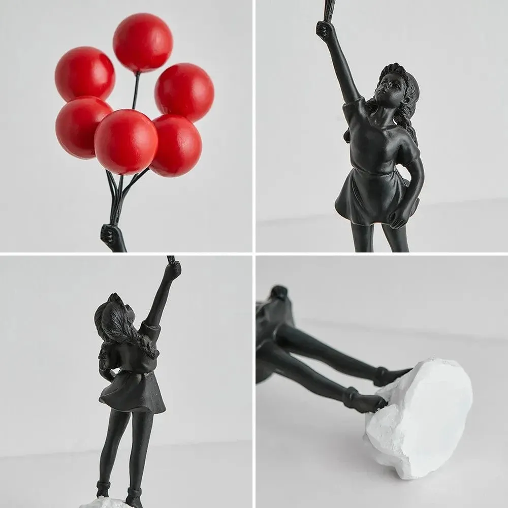 Banksy Inspired Balloon Girl Statue: Premium Resin Sculpture for Home or Office Decor