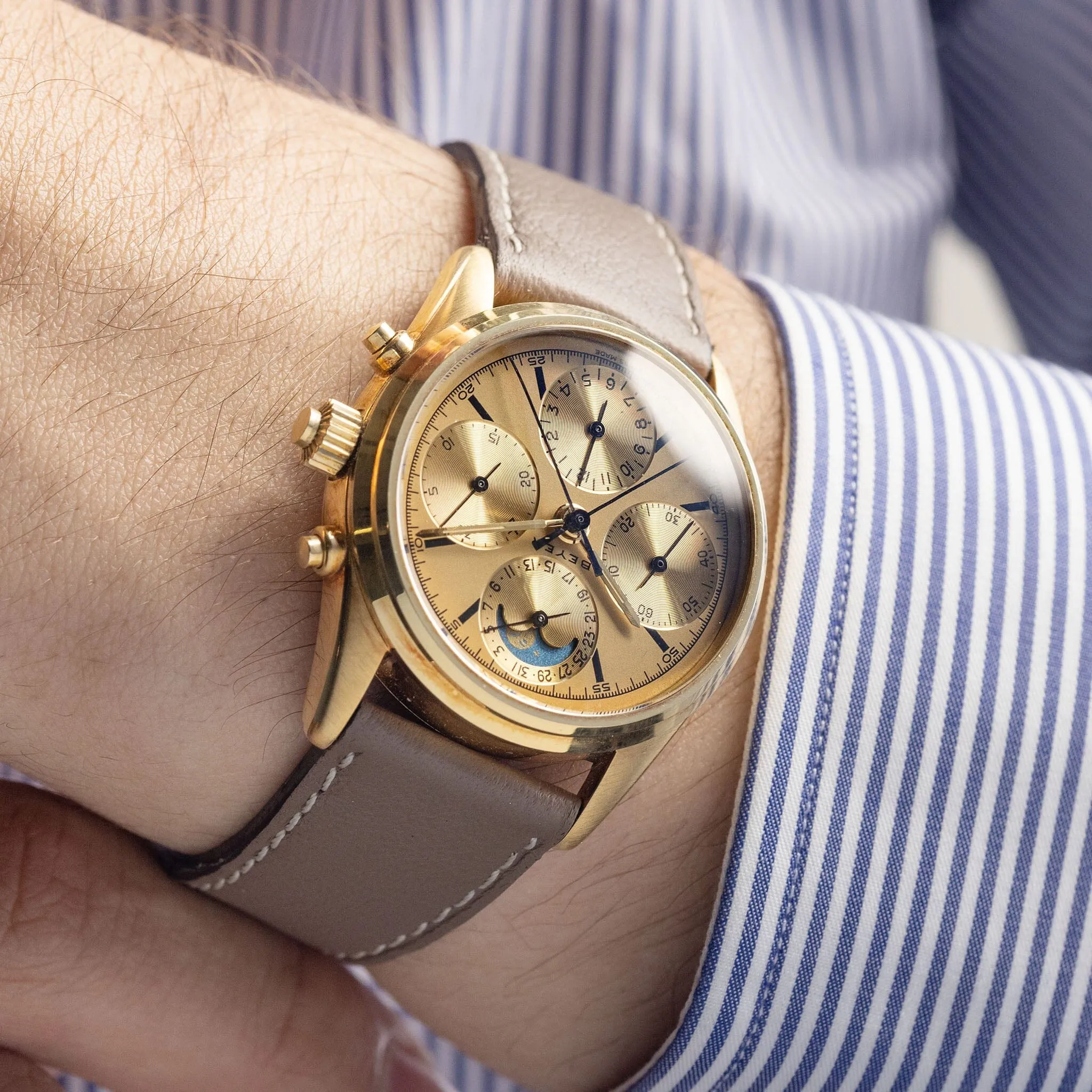 Beyer Split Seconds Moon Phase Chronograph in 18kt Yellow Gold