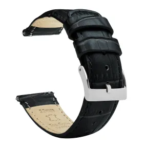 Black Alligator Grain Leather Watch Band (12mm SALE)