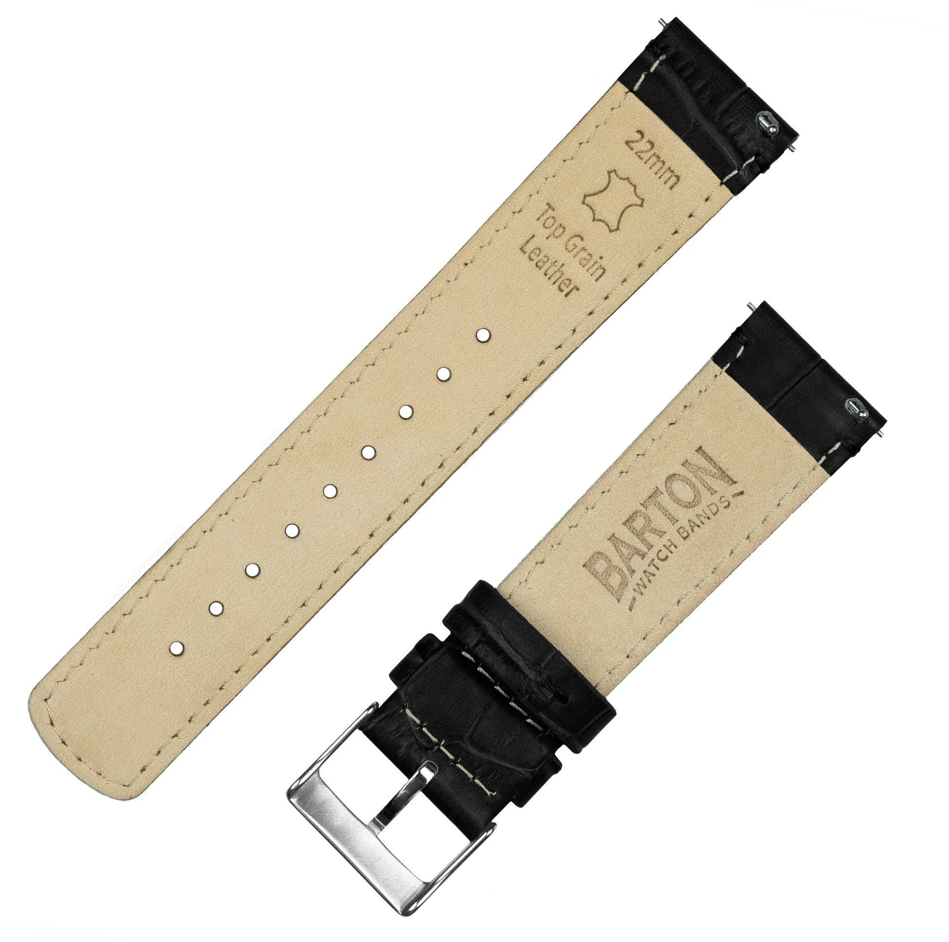 Black Alligator Grain Leather Watch Band