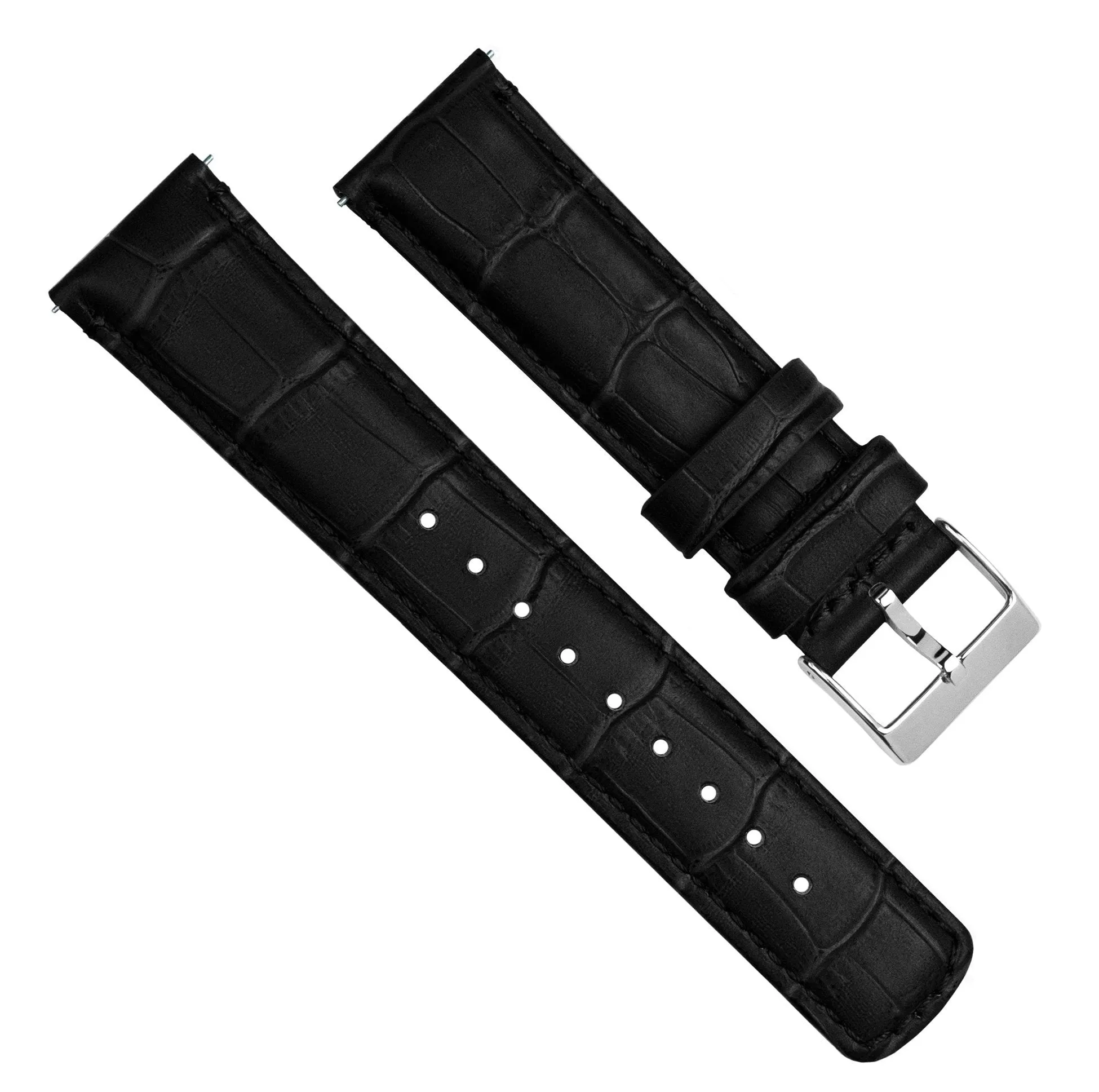 Black Alligator Grain Leather Watch Band