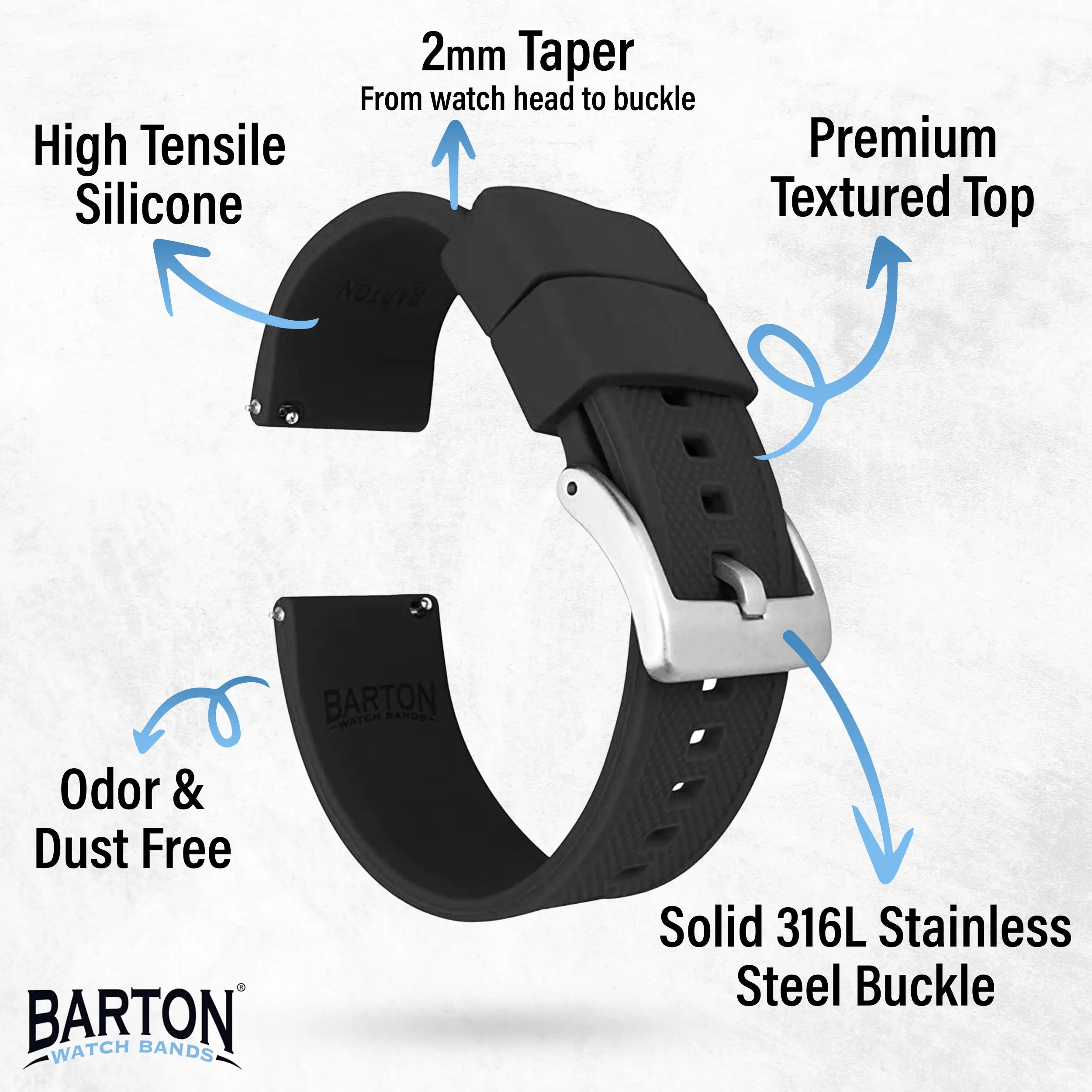 Black Elite Silicone Watch Band (24mm SALE)