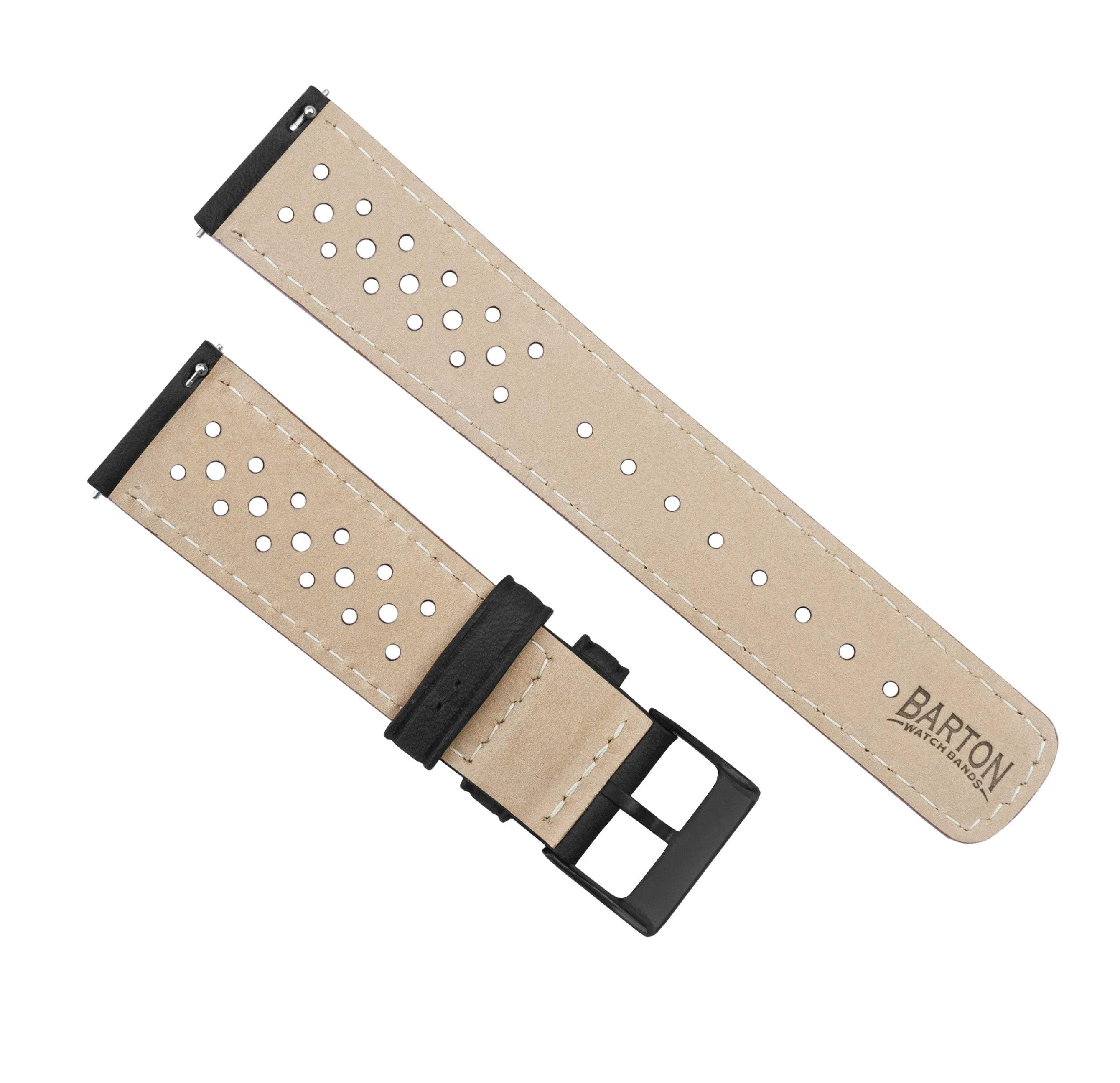 Black Red Stitch Racing Horween Leather Watch Band (18mm SALE)