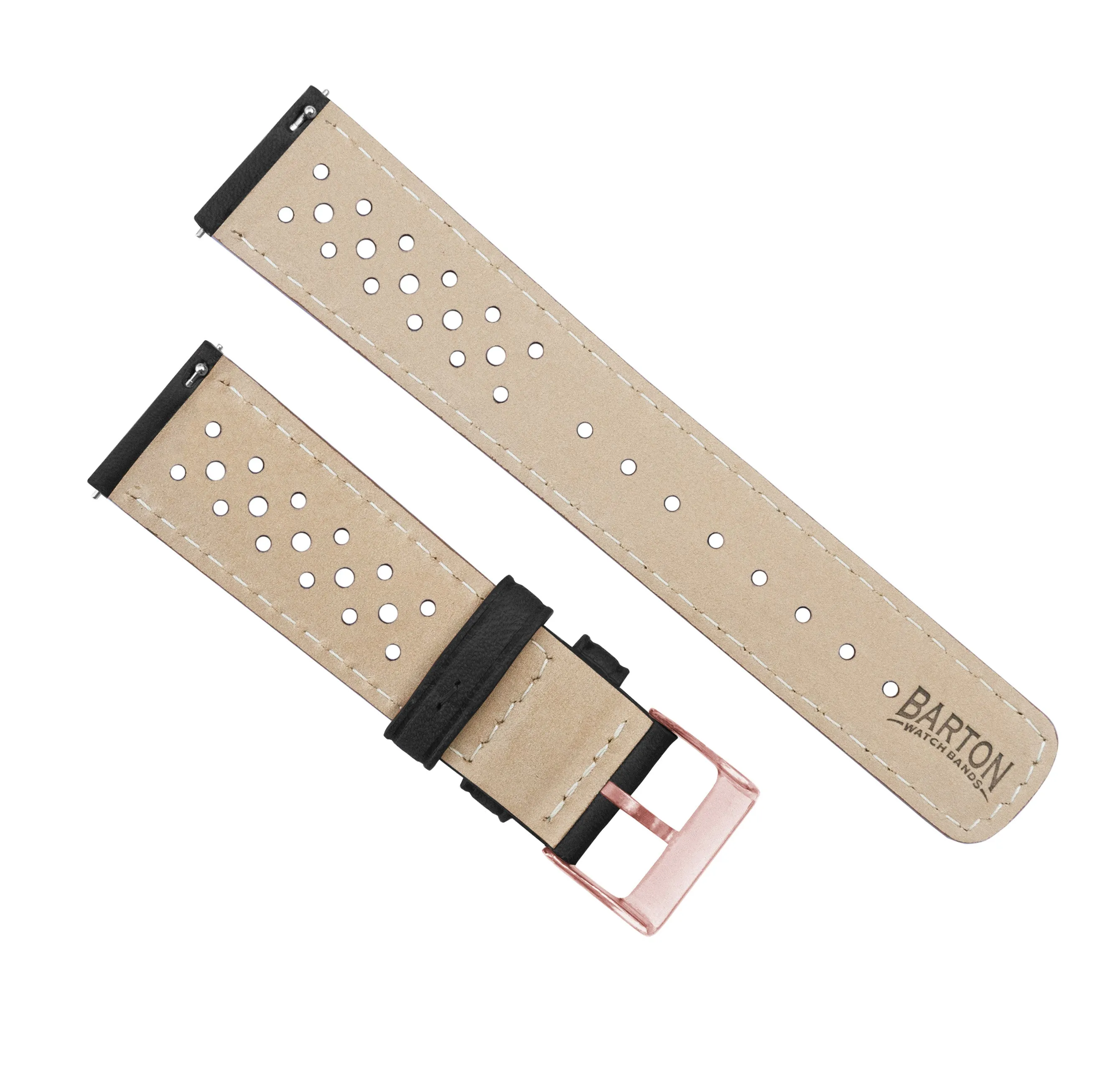 Black Red Stitch Racing Horween Leather Watch Band (18mm SALE)