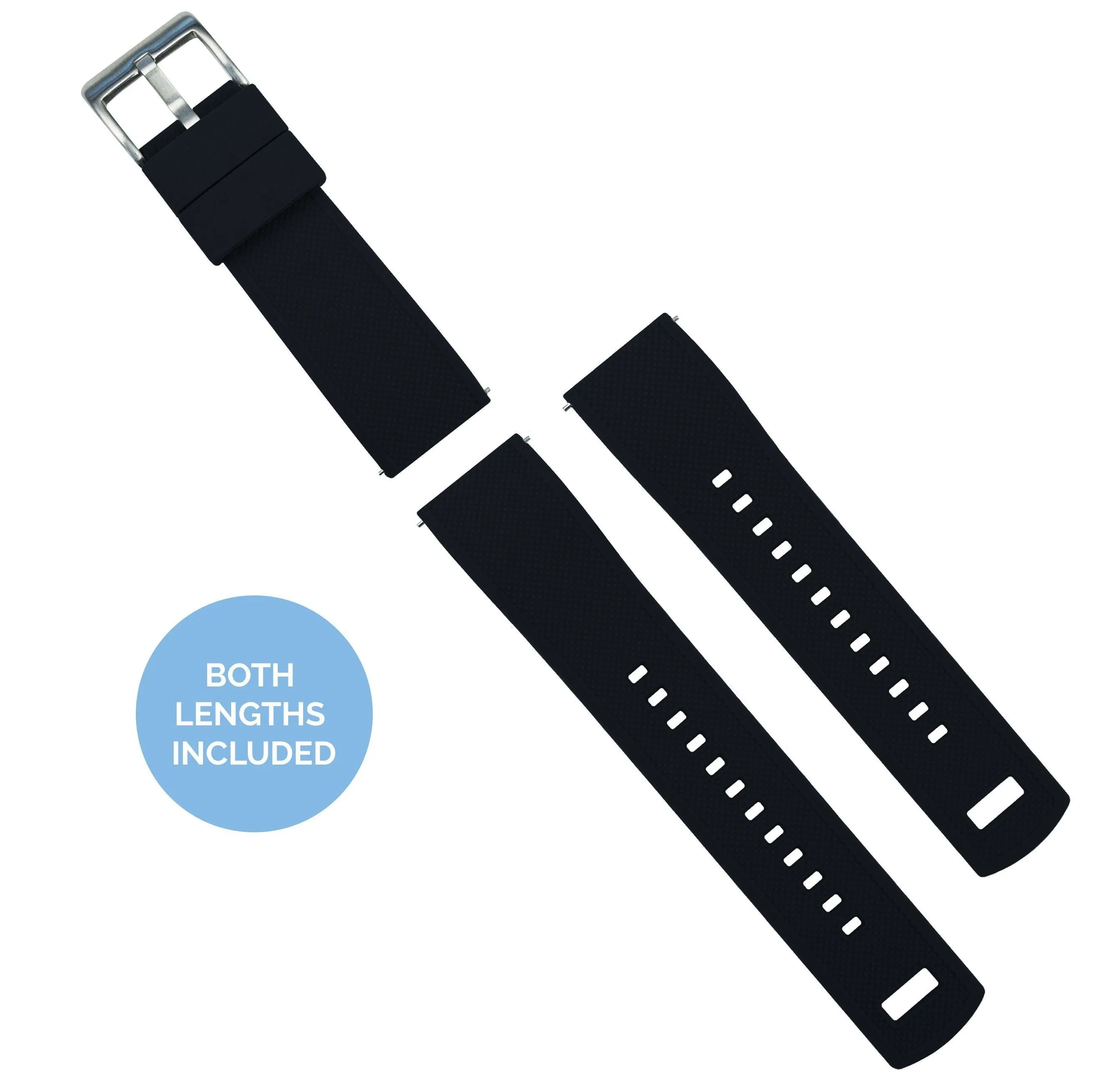 Black Top Aqua Blue Bottom Elite Silicone Watch Band (21mm SALE)