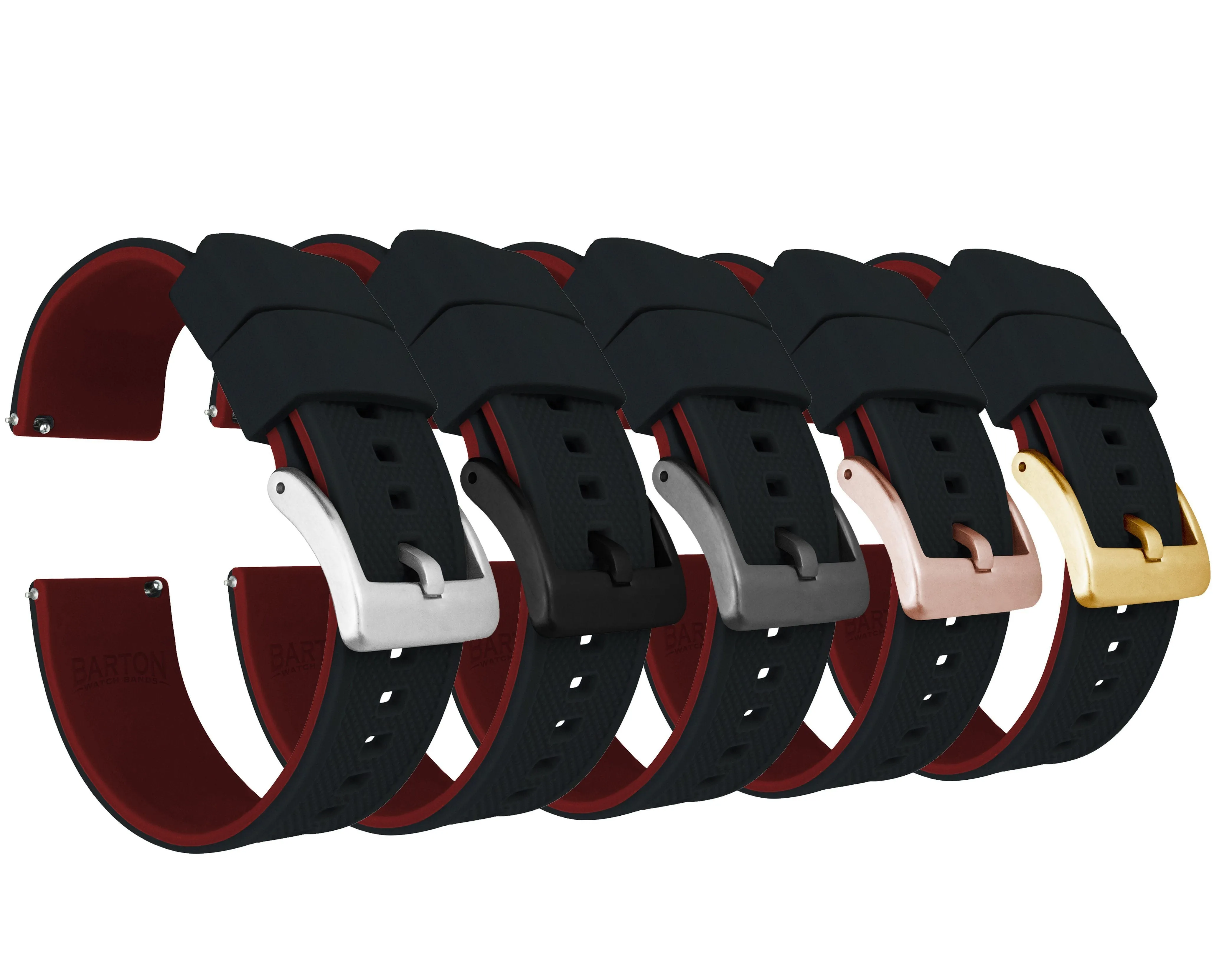 Black Top Crimson Red Bottom Elite Silicone Watch Band