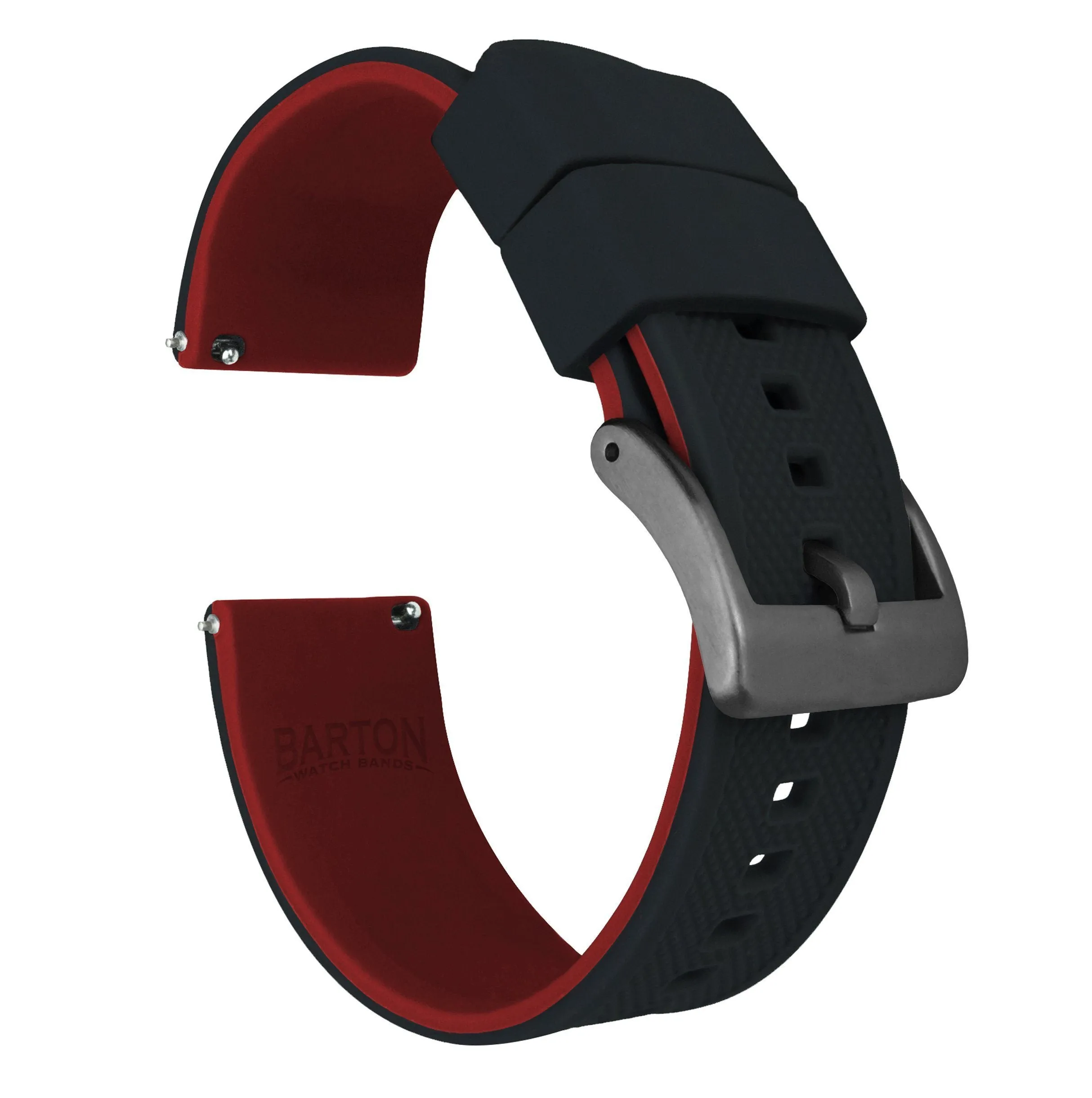 Black Top Crimson Red Bottom Elite Silicone Watch Band