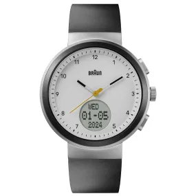 BN0299 Braun gents step counter watch - white dial and black silicone strap