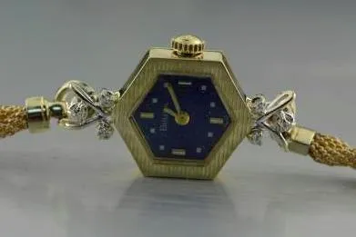 Bulova Vintage Lapis Lazuli Diamond Women's Wrist Watch