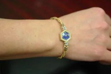 Bulova Vintage Lapis Lazuli Diamond Women's Wrist Watch