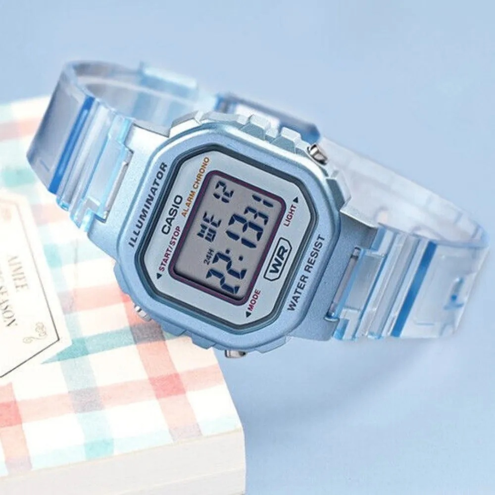 Casio Digital Transparent Blue Resin Strap Ladies Watch | LA-20WHS-2ADF