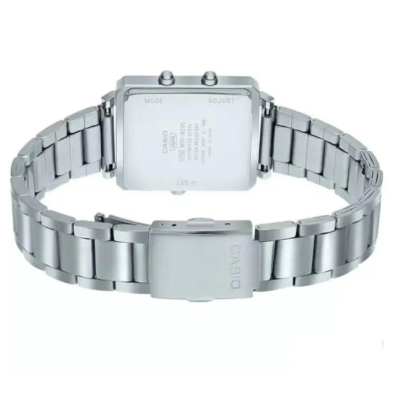 Casio Dual Time Silver Dial Stainless Steel Watch| MTP-B205D-7EDF