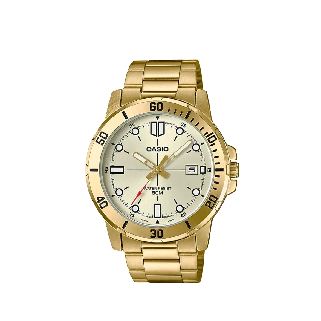 Casio Enticer Gold Tone White Dial Men's Watch| MTP-VD01G-9EVUDF