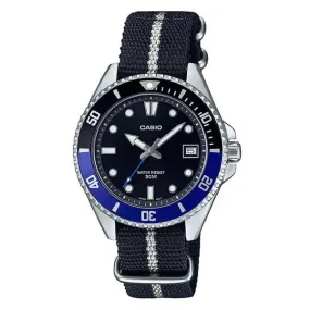 Casio Marlin Nylon Black Dial Unisex Watch| MDV-10C-1A2VDF