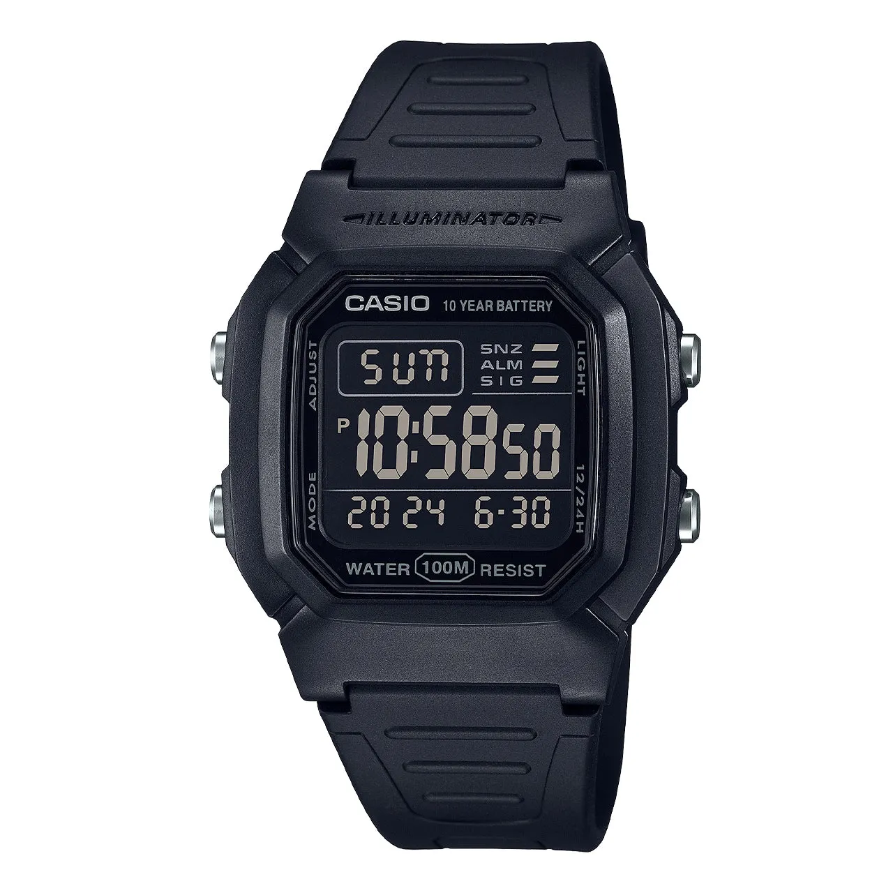 Casio Youth Digital Black Dial Resin Band Men's Watch | W-800H-1BVDF