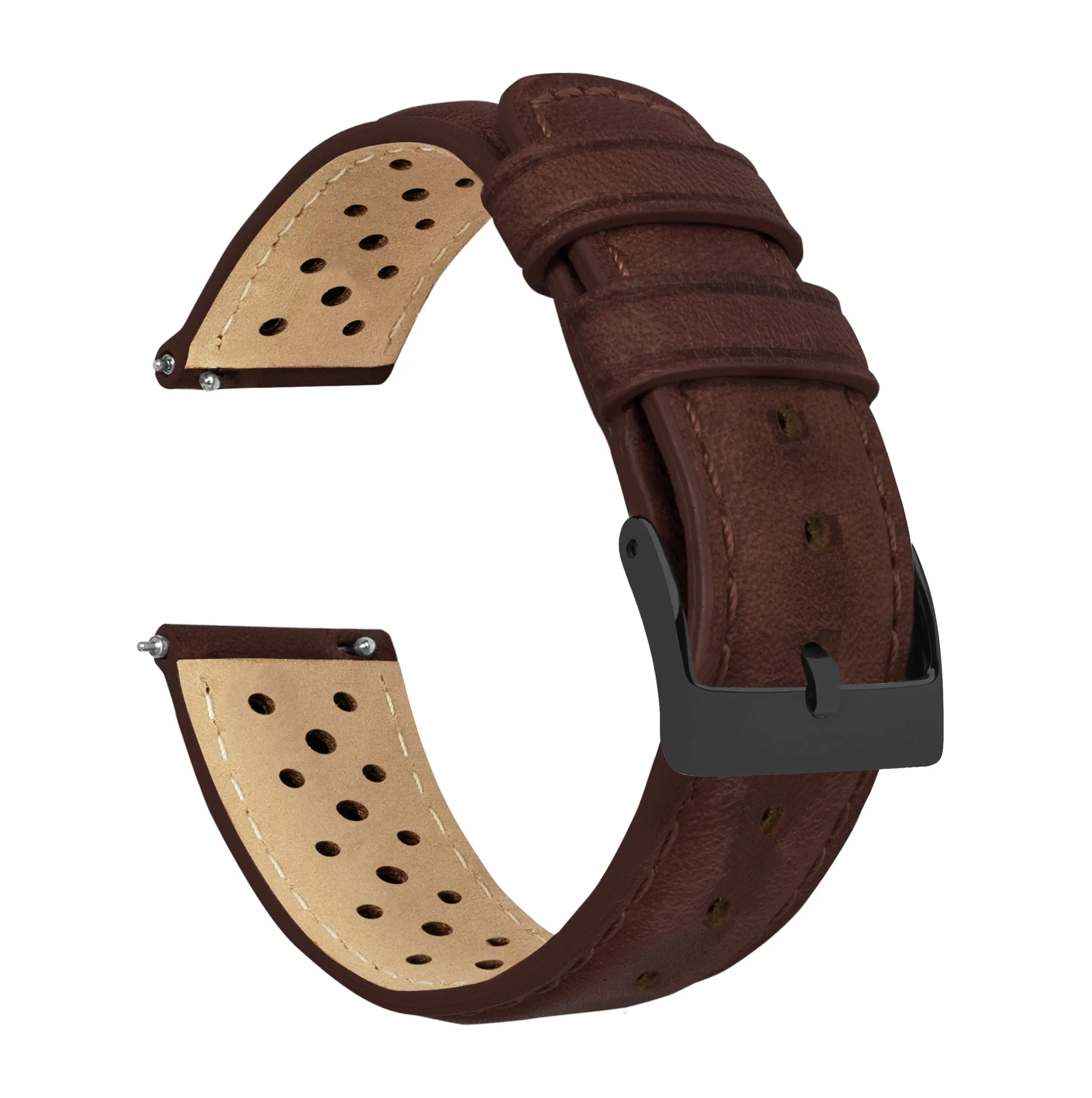 Chocolate Brown Racing Horween Leather Watch Band (18mm, 19mm, 23mm, 24mm SALE)