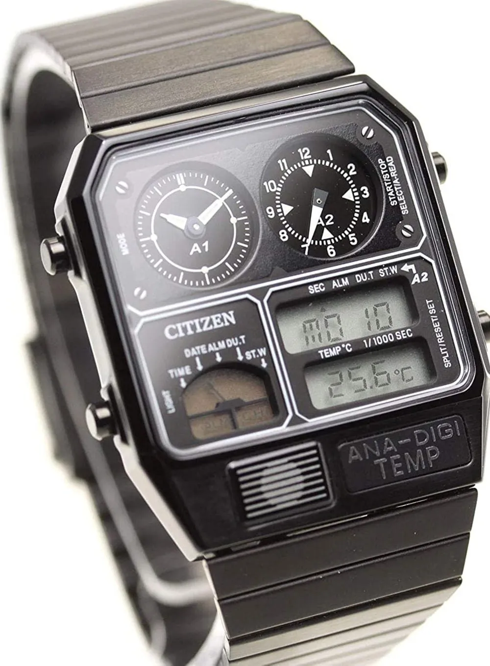 CITIZEN ANA-DIGI TEMP Reproduction Model Watch Black JG2105-93E Japan mov't JDM