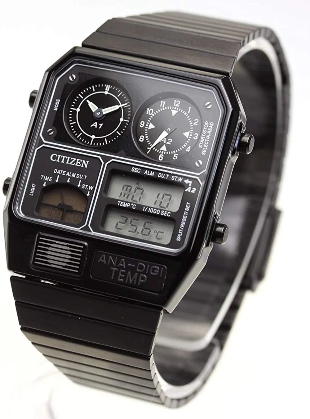 CITIZEN ANA-DIGI TEMP Reproduction Model Watch Black JG2105-93E Japan mov't JDM