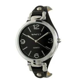 Classic Ladies Black Watch with Slim Black Leather Band NS215K