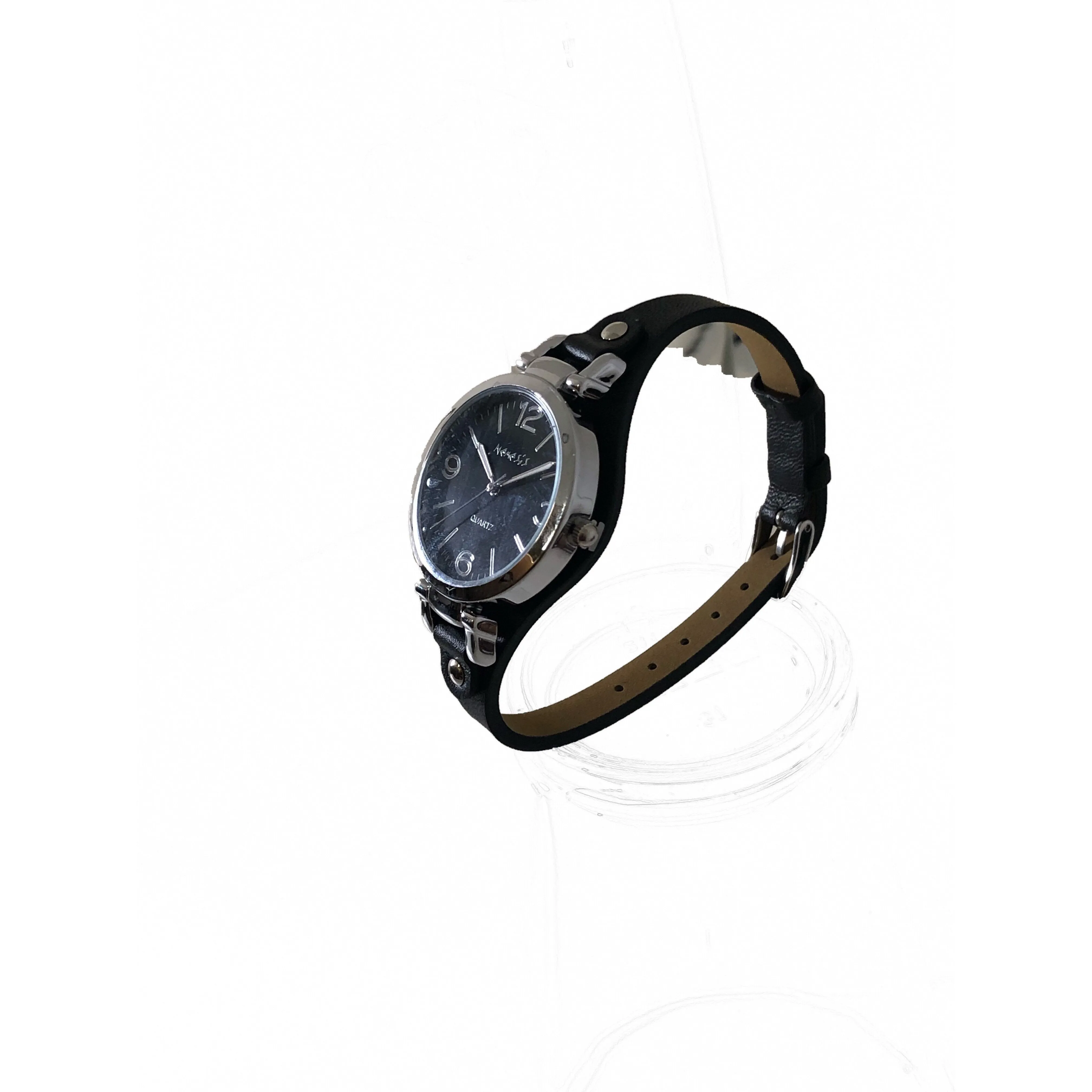 Classic Ladies Black Watch with Slim Black Leather Band NS215K