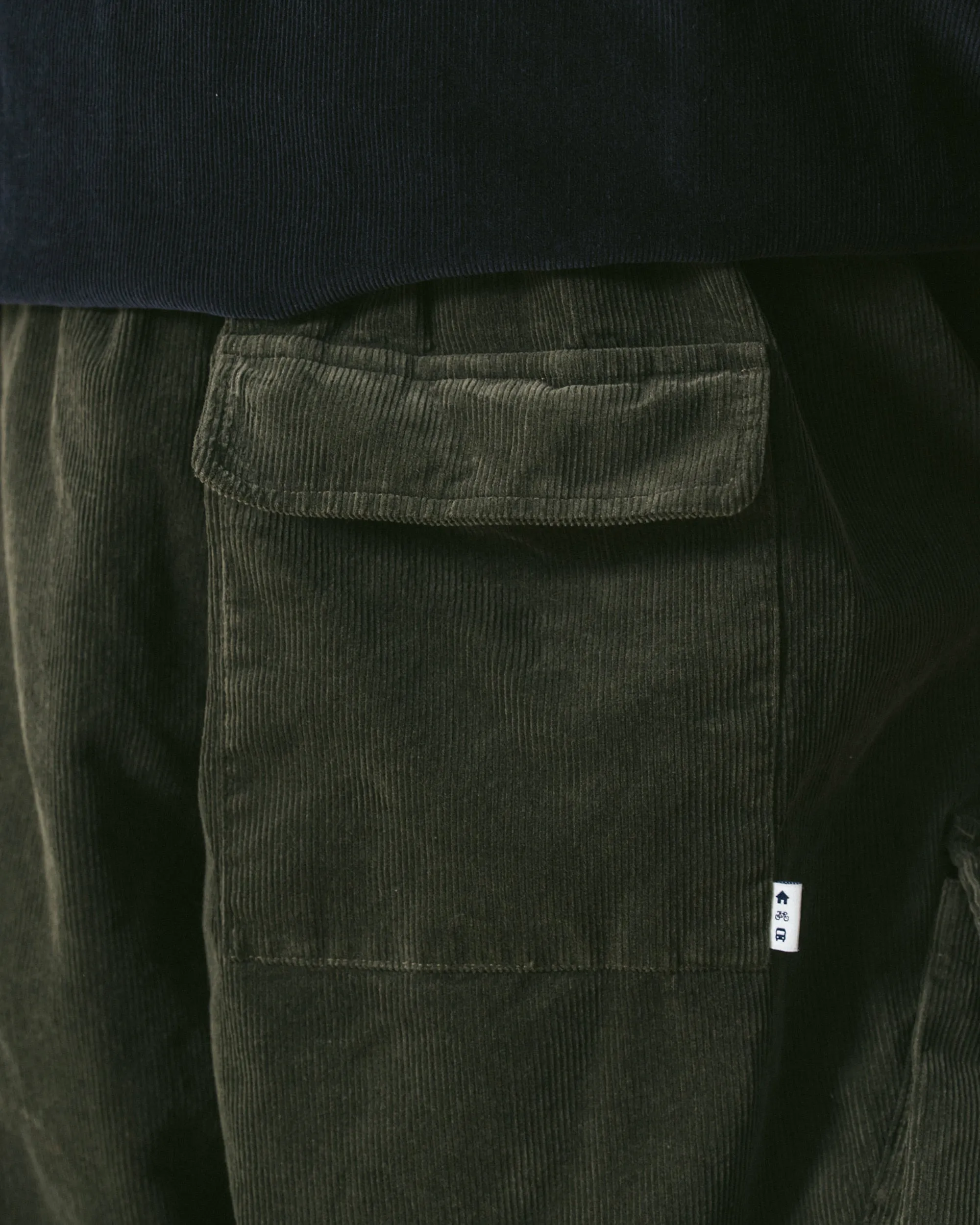 CORDUROY OBLIQUE CARGO BALLOON PANTS - KHAKI