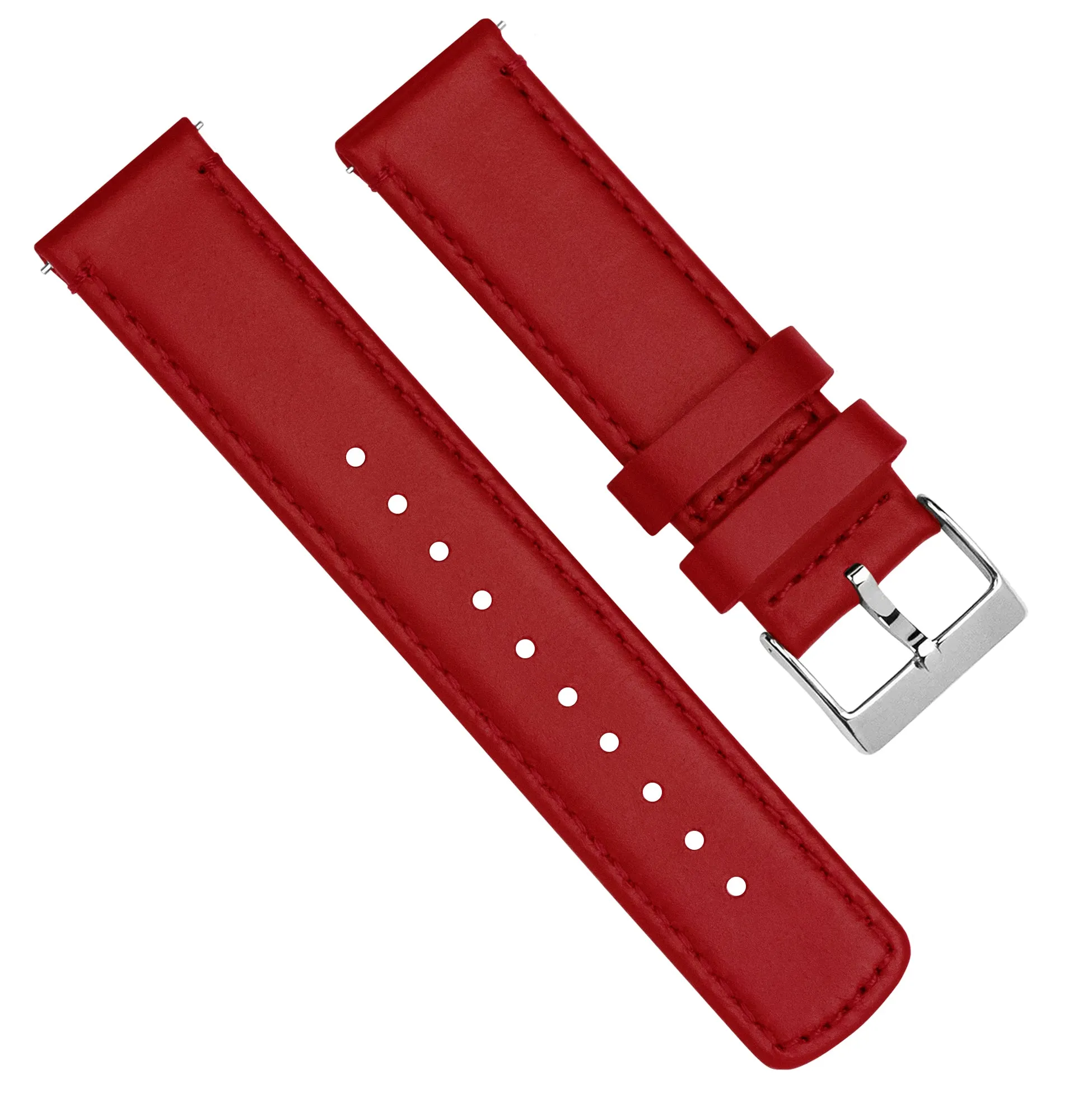 Crimson Red Leather Red Stitching Watch Band (23mm, 24mm SALE)