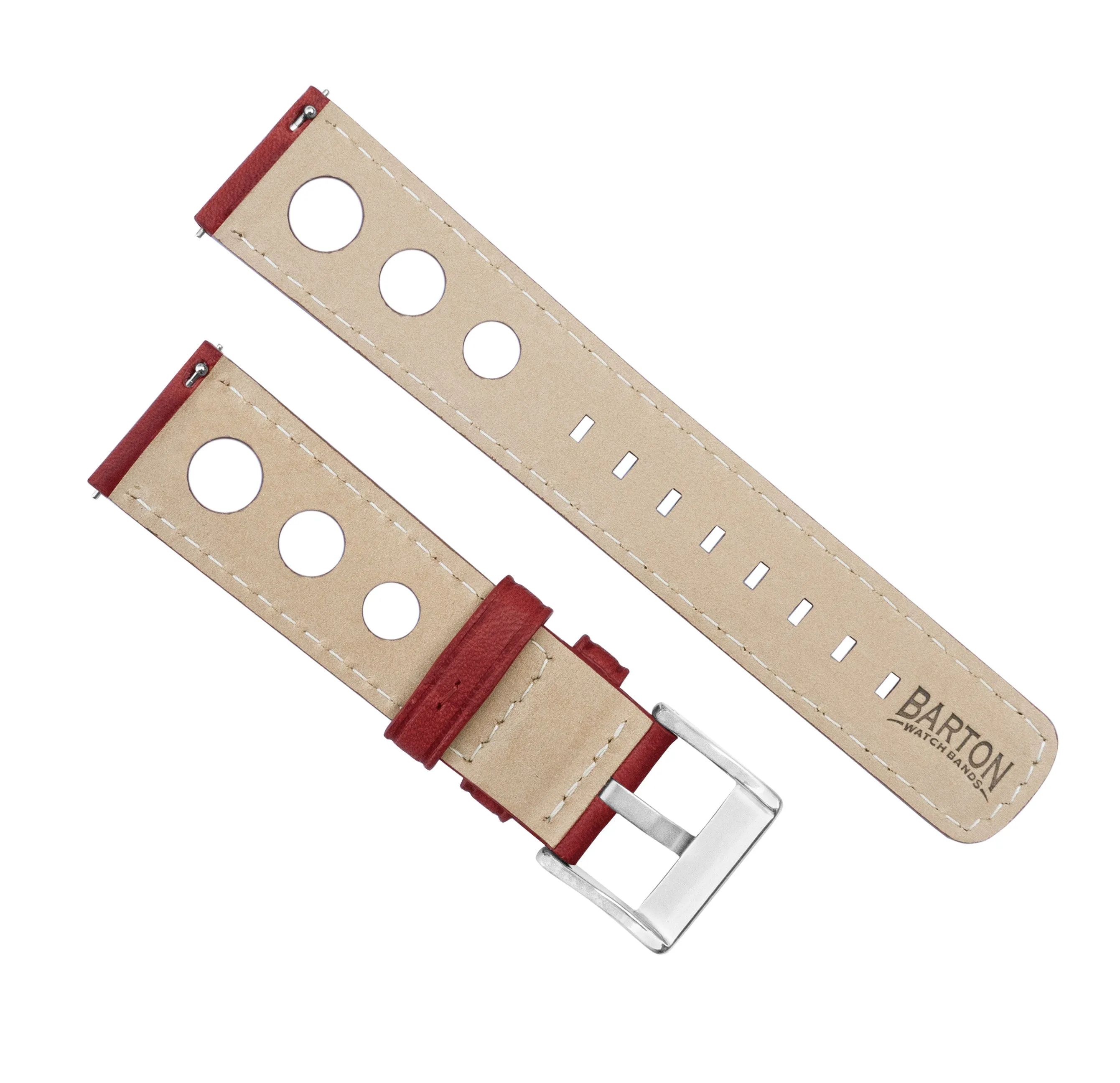 Crimson Red Rally Horween Leather Watch Band