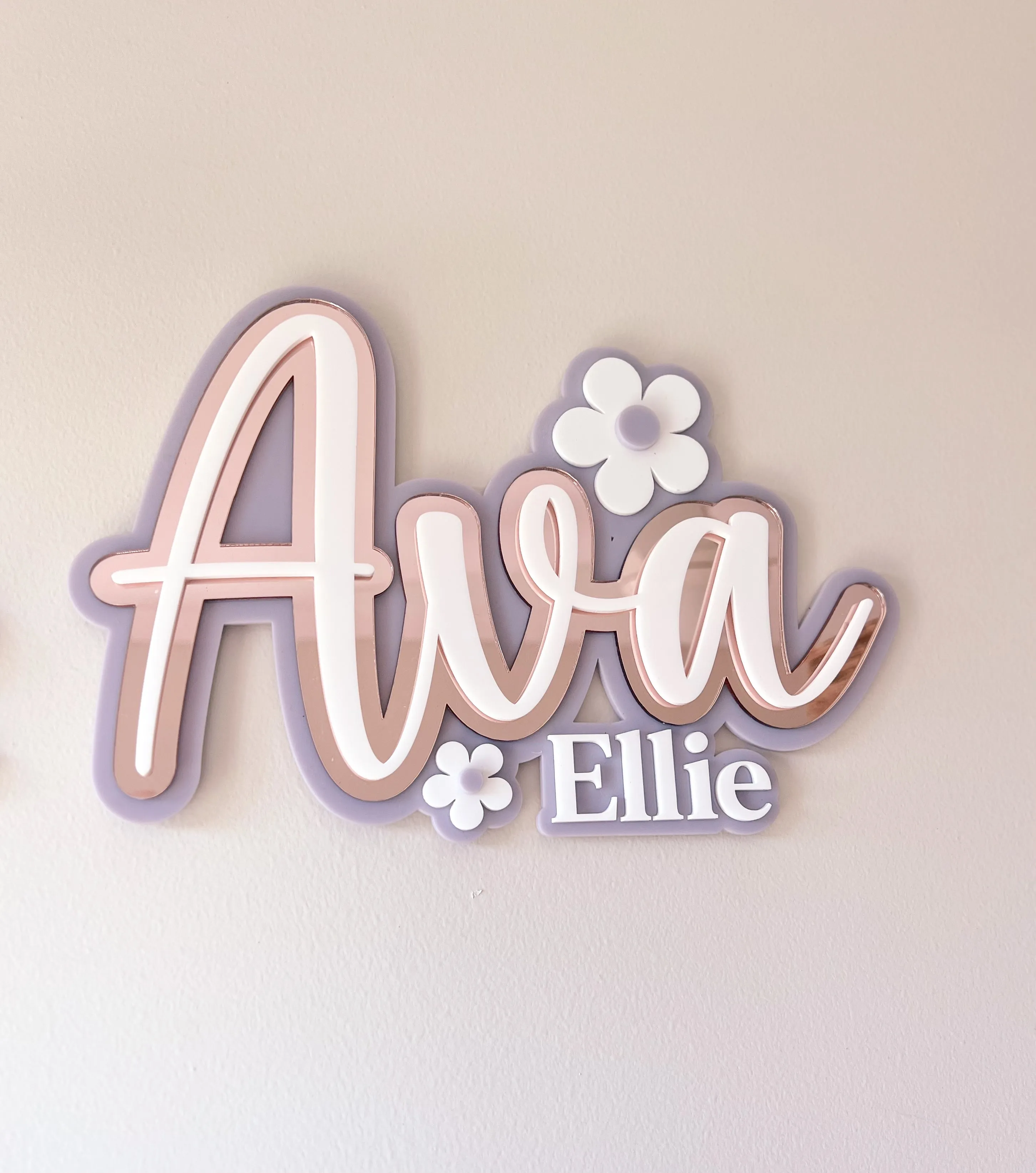 Daisy Triple Layer Custom Double Acrylic Name