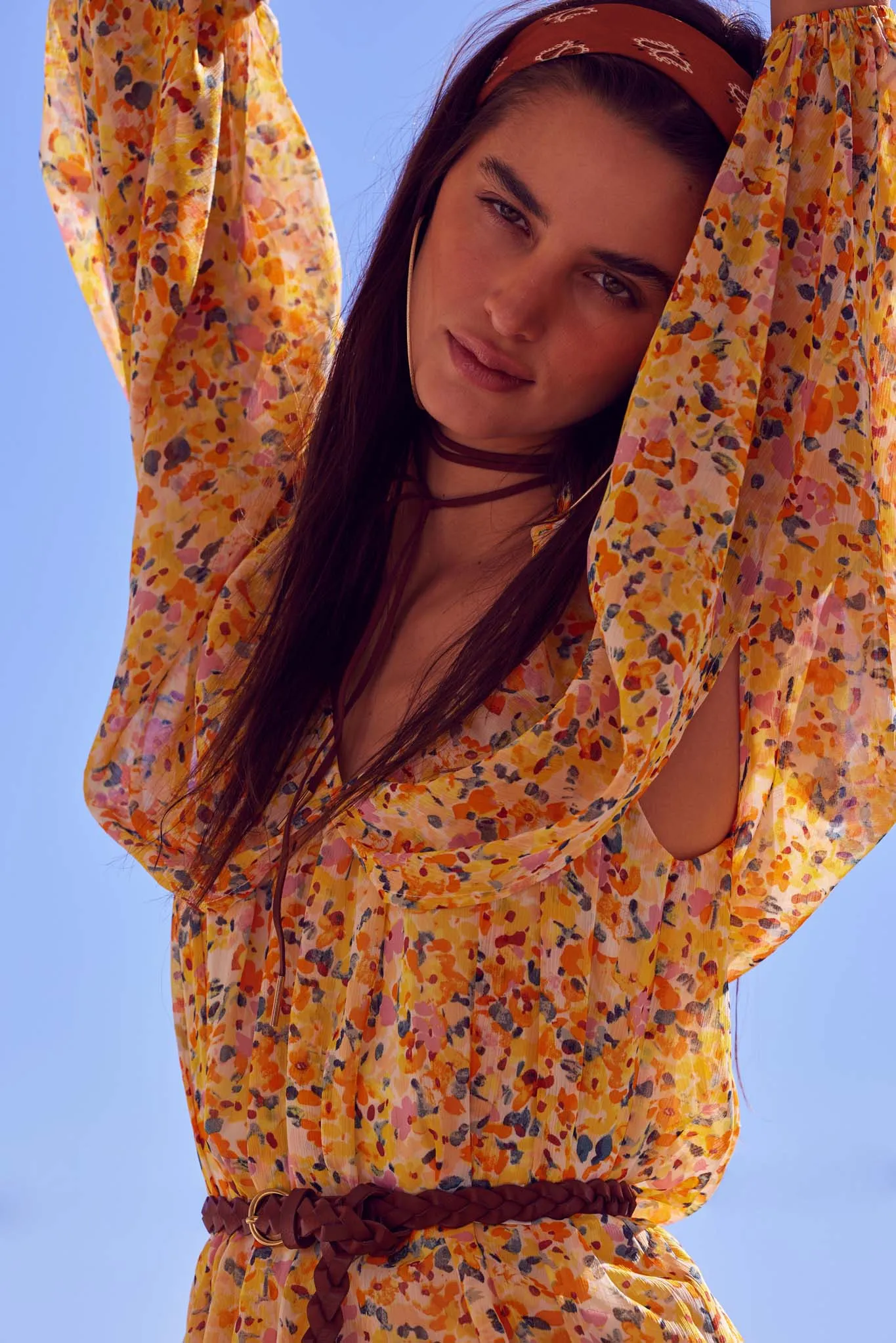 Day in the Sun Floral Chiffon Kimono Mini Dress