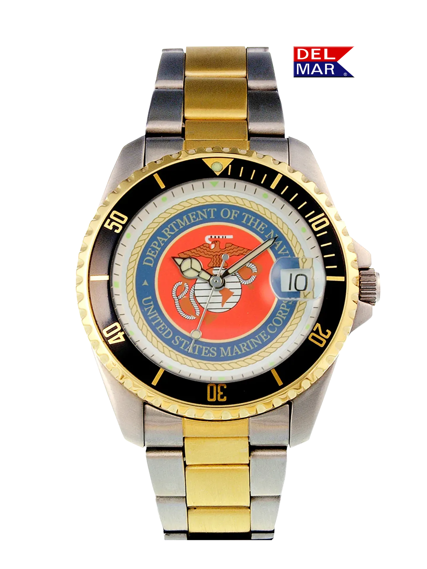 Del Mar Watches Men's Marine Military Watch - Two-Tone Bracelet #50496