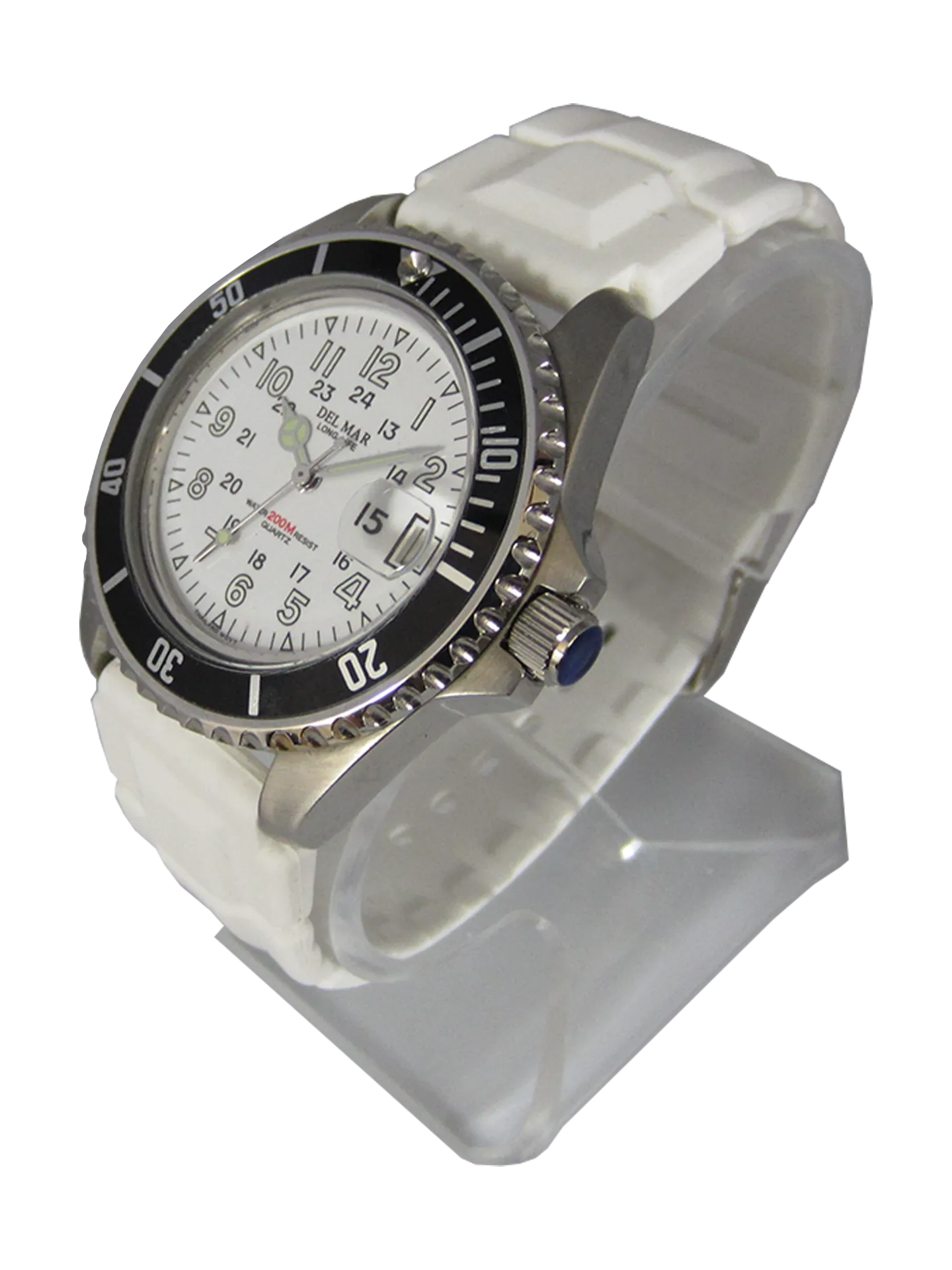 Del Mar Watches Men's Sportstrap: White Dial, 200M Water Resistant Watch #50268