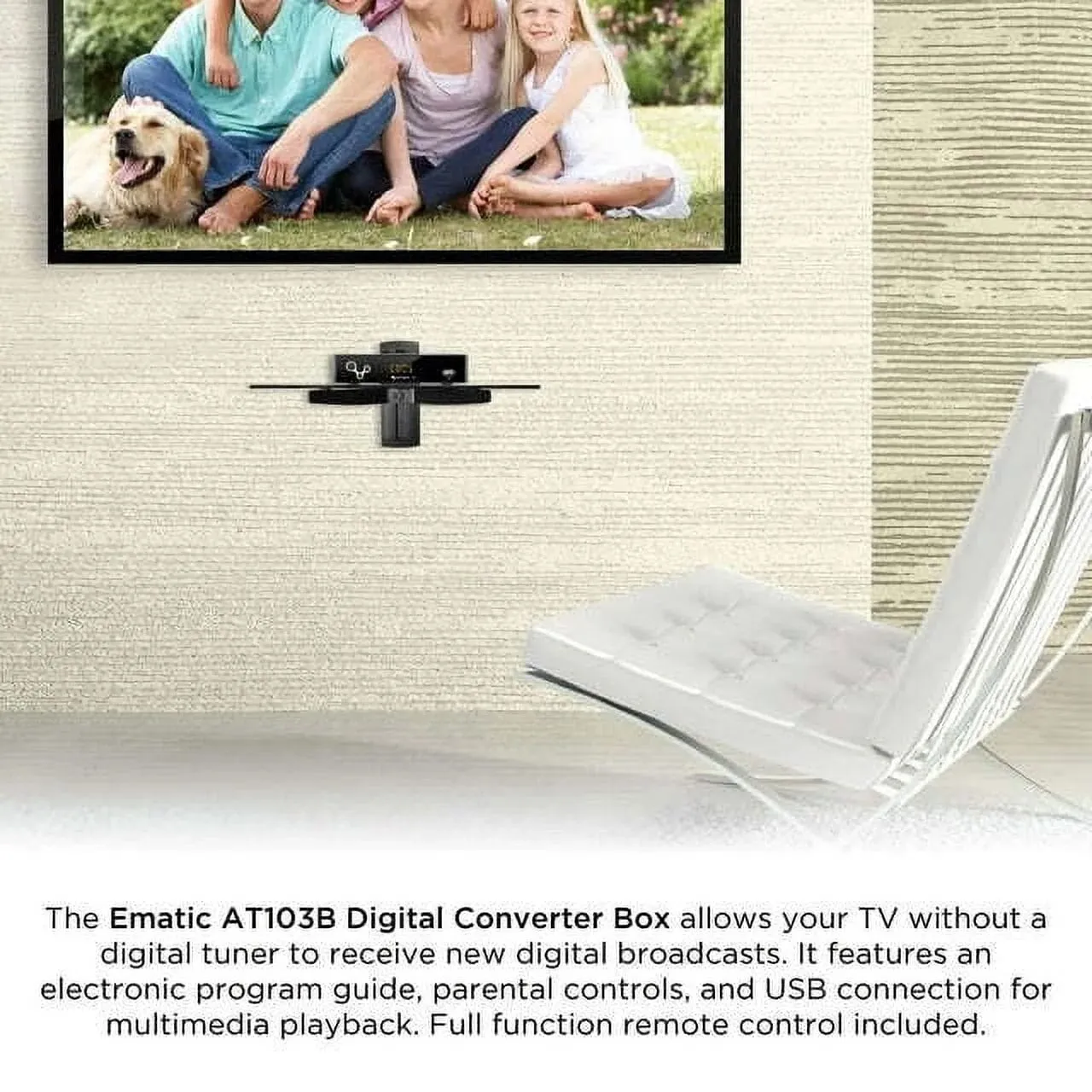 Ematic AT103B Digital Converter Box with LED Display and Recording Capabilities (Refurbished)