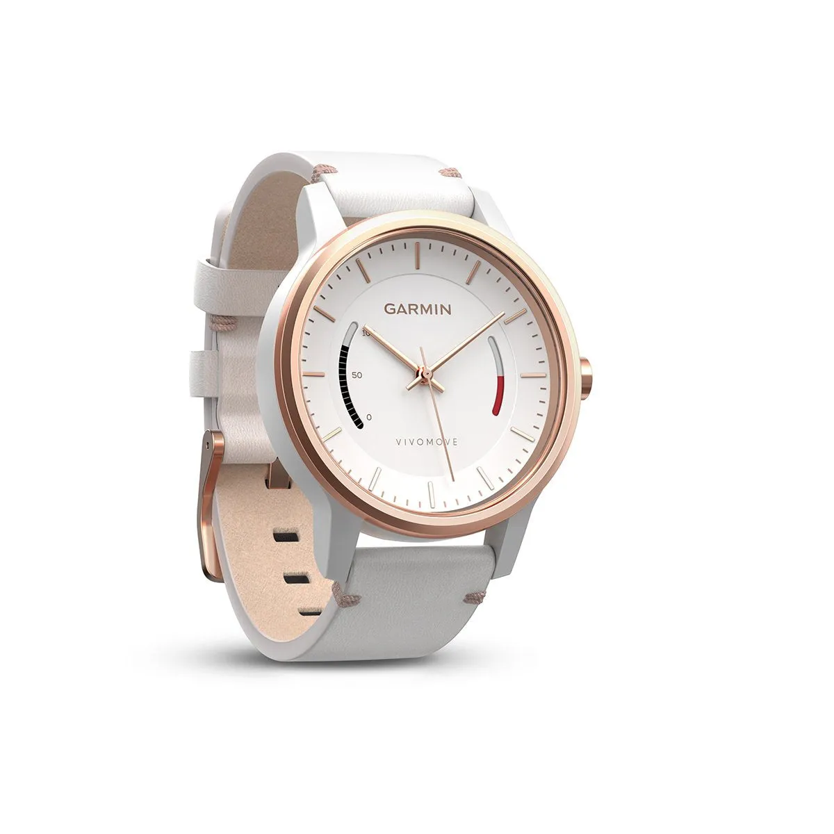 Garmin Vivomove Classic w/ Leather Band (certified refurbished) White/Rose Gold