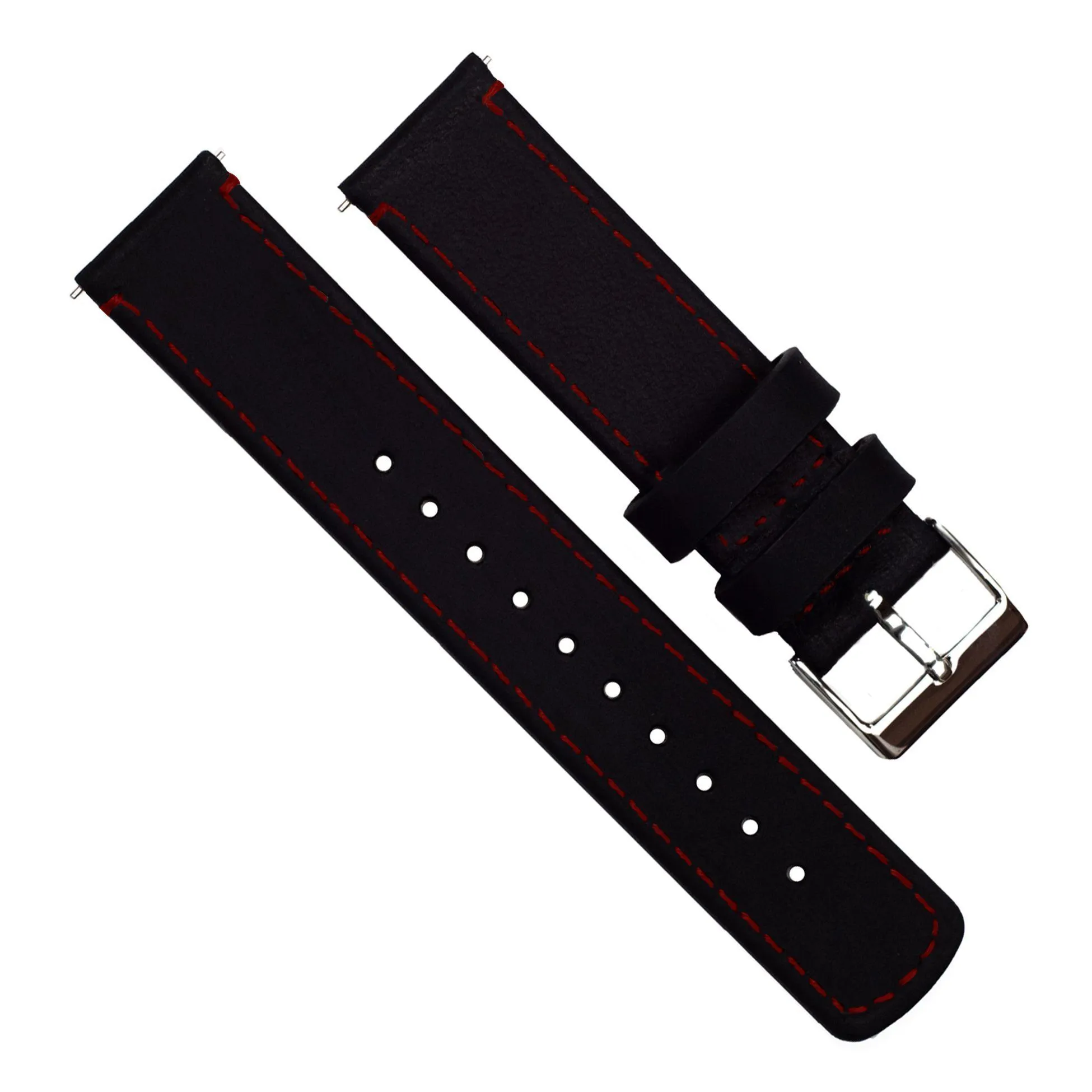 Gear S3 Classic Frontier Black Leather Crimson Red Stitching Watch Band