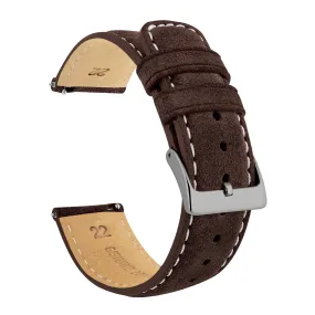 Gear S3 Classic Frontier Root Brown Suede Beige Stitching Watch Band