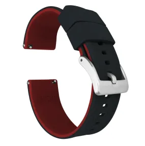 Gear Sport Elite Silicone Black Top Crimson Red Bottom Watch Band