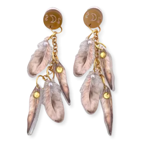 Golden feather moon - Earrings