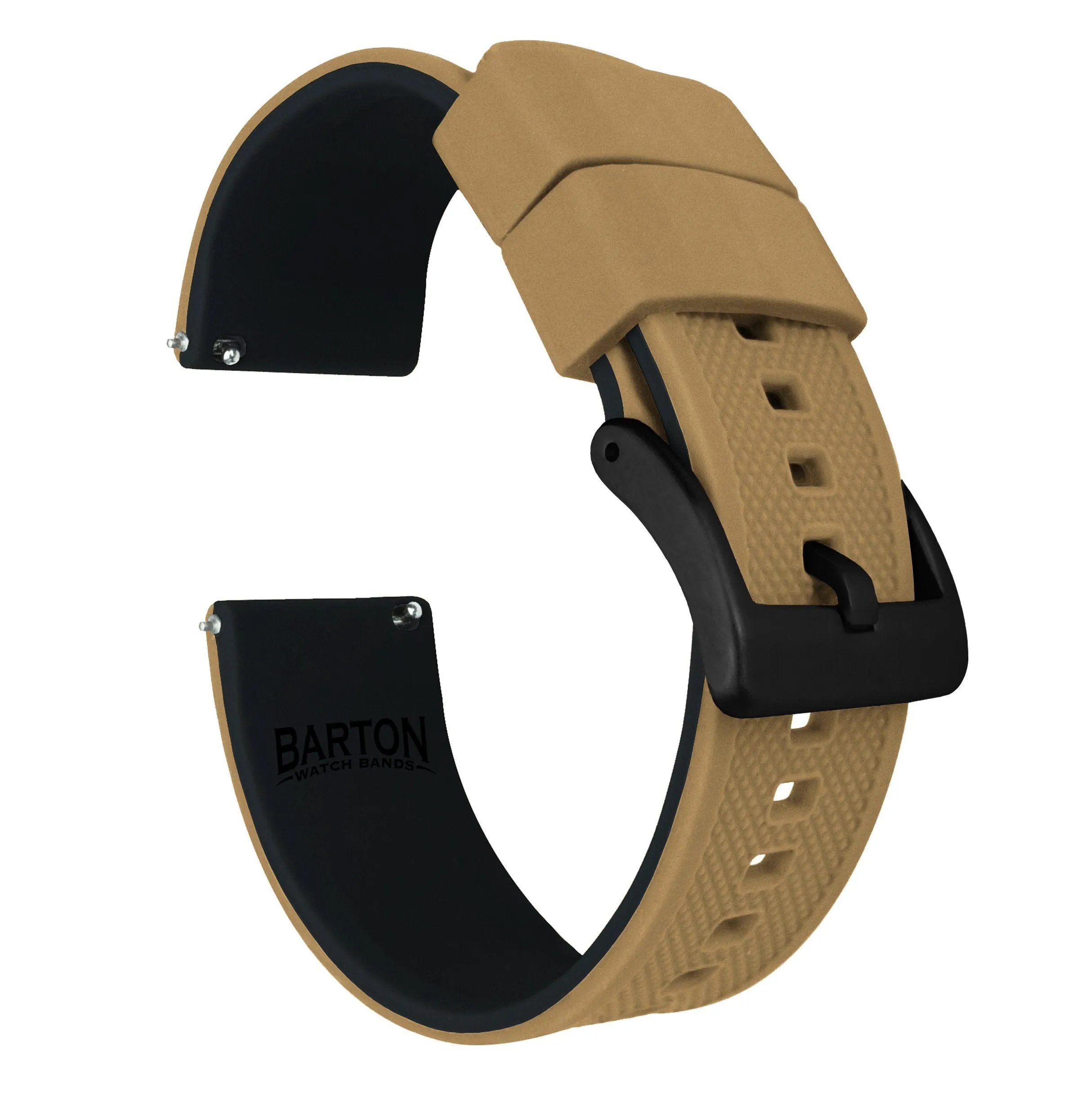 Khaki Tan Top Black Bottom Elite Silicone Watch Band