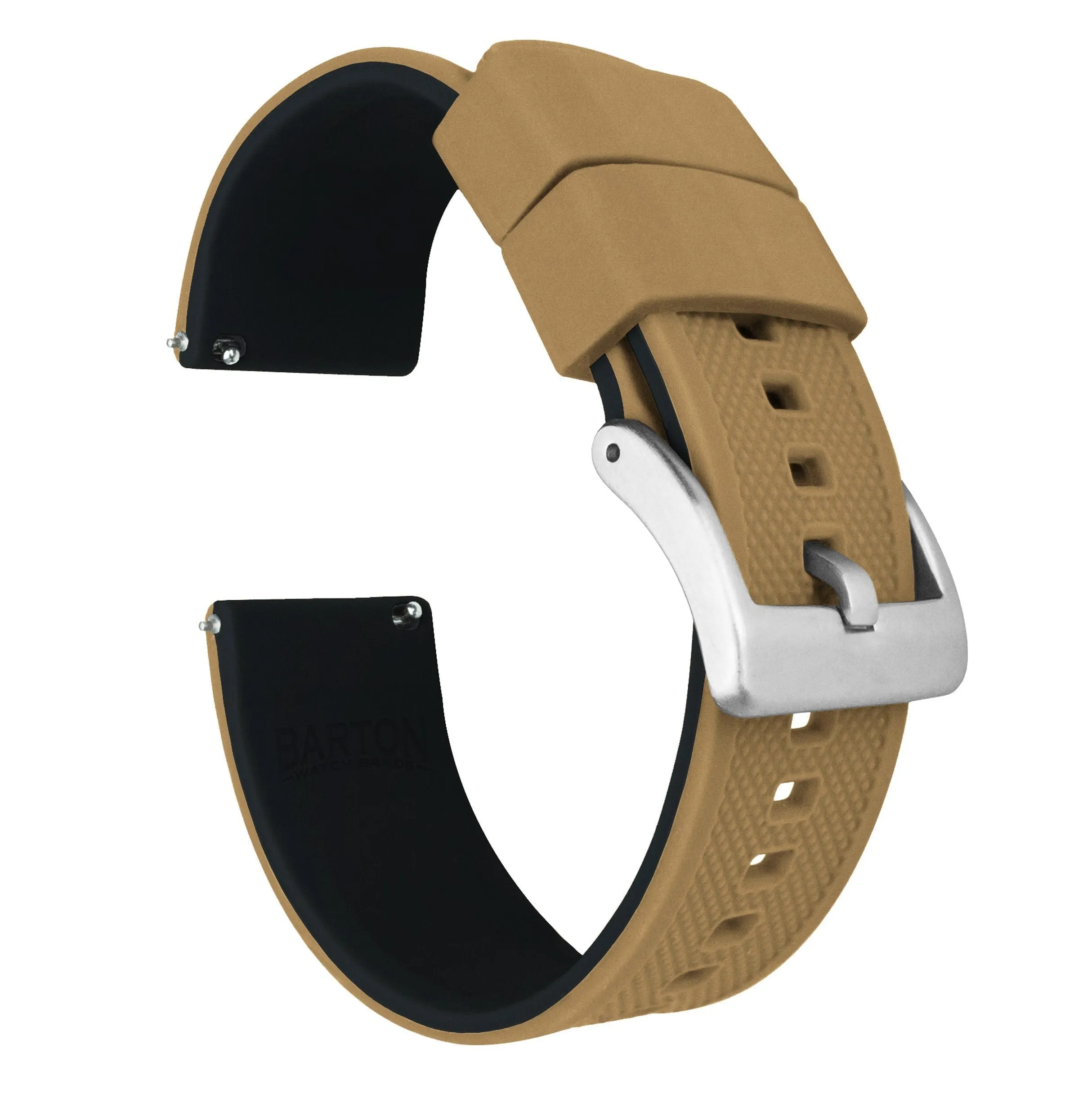 Khaki Tan Top Black Bottom Elite Silicone Watch Band