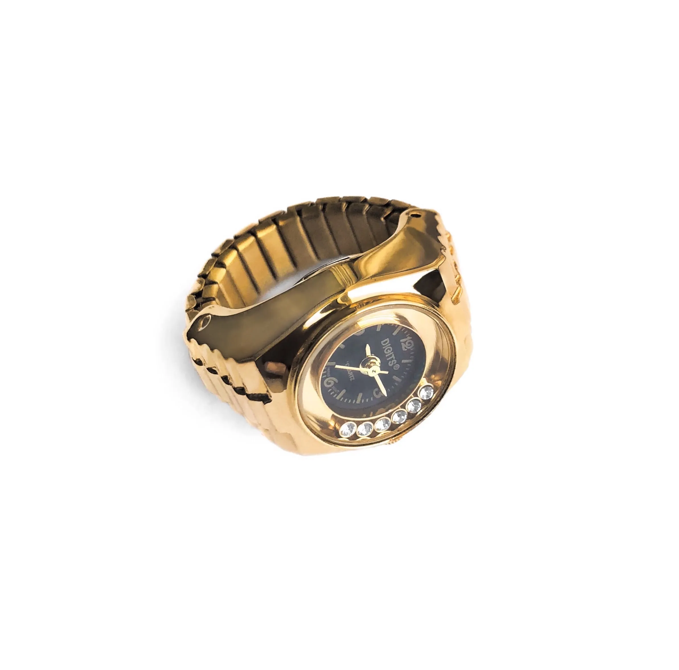 Lunar Floating Crystals Ring Watch in Gold