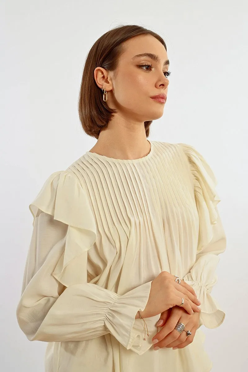 Molly Bracken Floaty Ruffled Balloon Sleeve Blouse