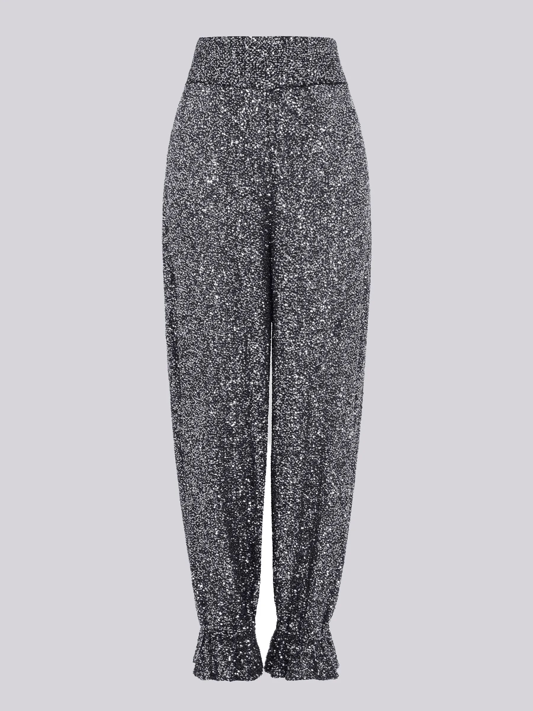 Moonshine Sequin Knit Trousers Black